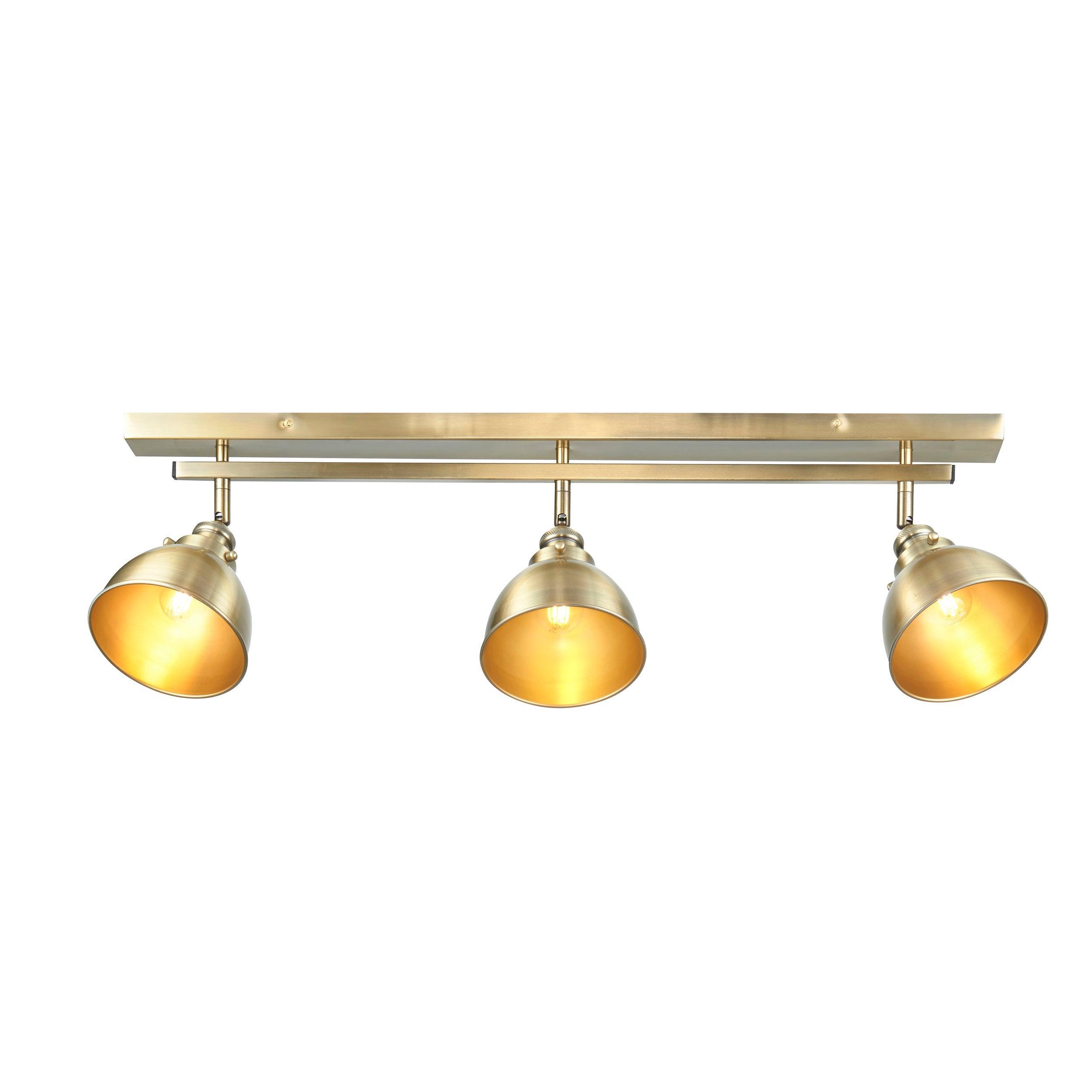 wyatt 3 light brass industrial spot light by Endon Lighting Living room image
