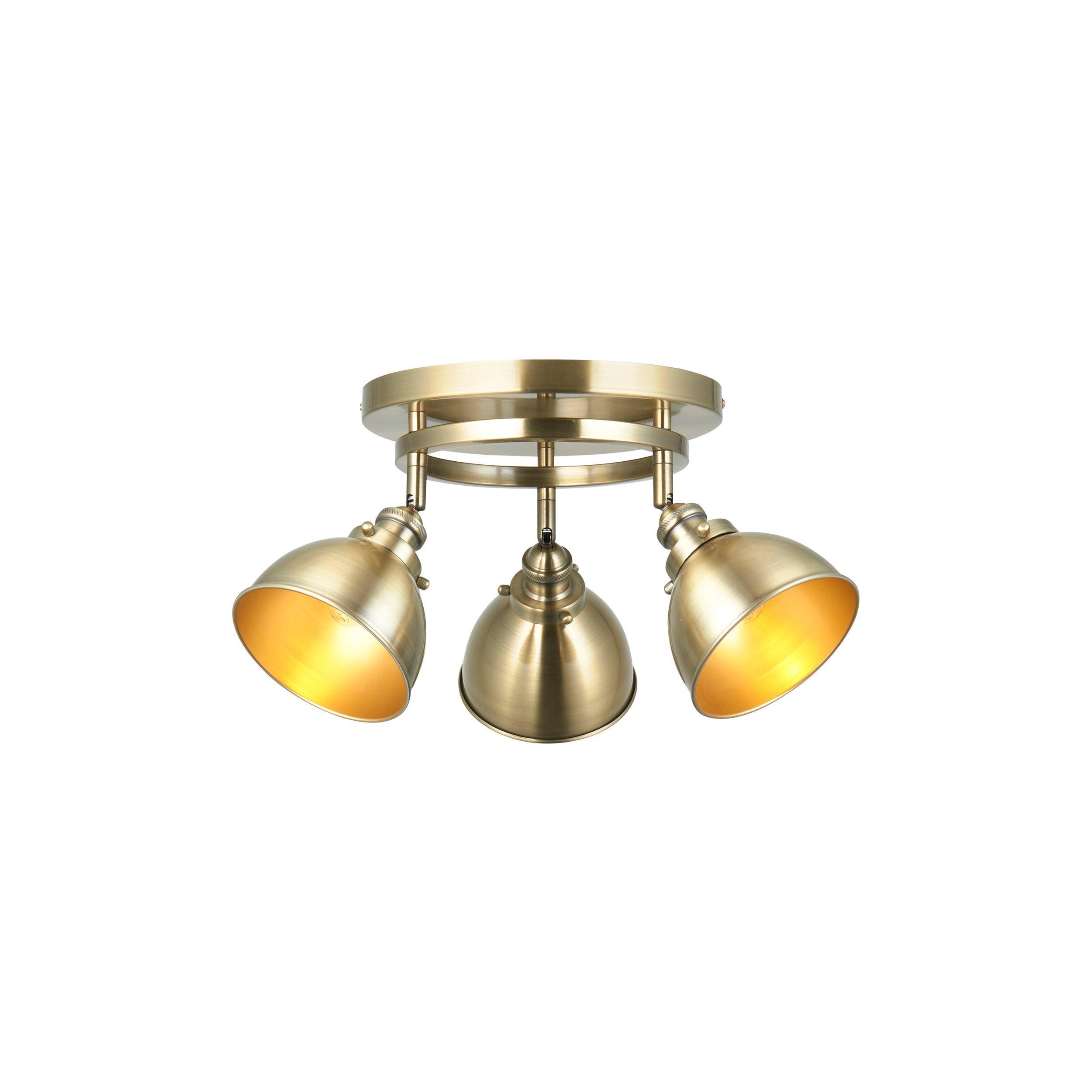 wyatt 3 light brass industrial style spot light by Endon Lighting Living room image