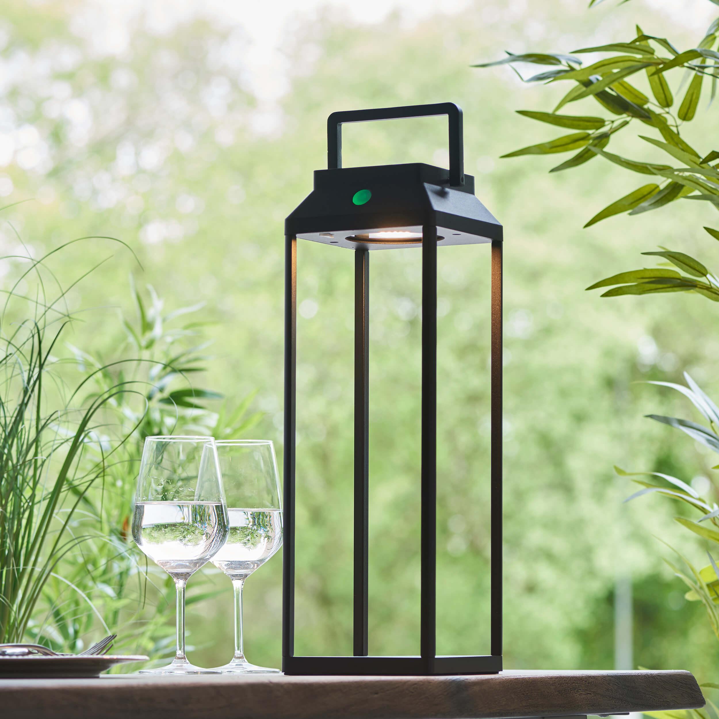 Endon Linterna 1 Light Solar Powered Outdoor Black Table Lamp 3