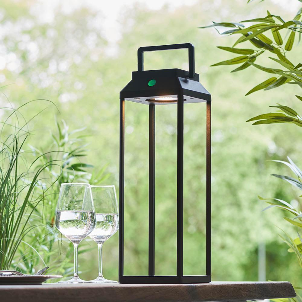 Endon Linterna 1 Light Solar Powered Outdoor Black Table Lamp 9