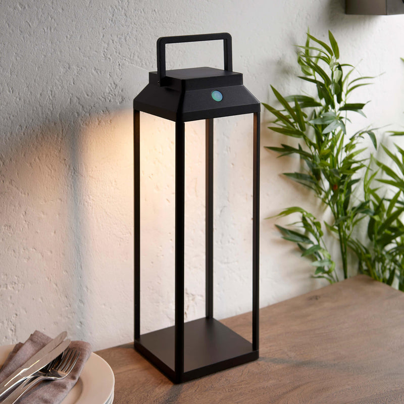 Endon Linterna 1 Light Solar Powered Outdoor Black Table Lamp 4
