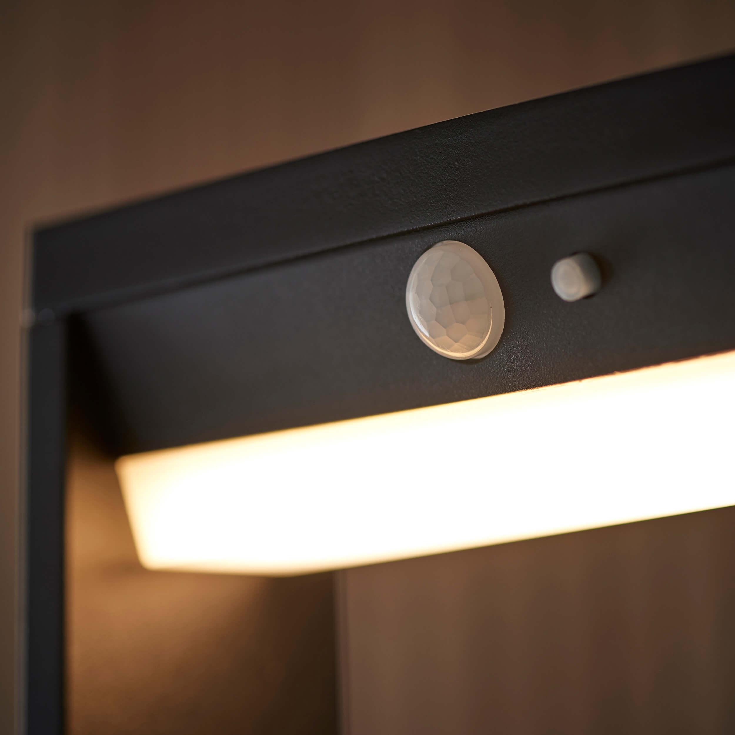 Dannah 1 Light Solar Powered Black Outdoor Lamppost With PIR Sensor 96935