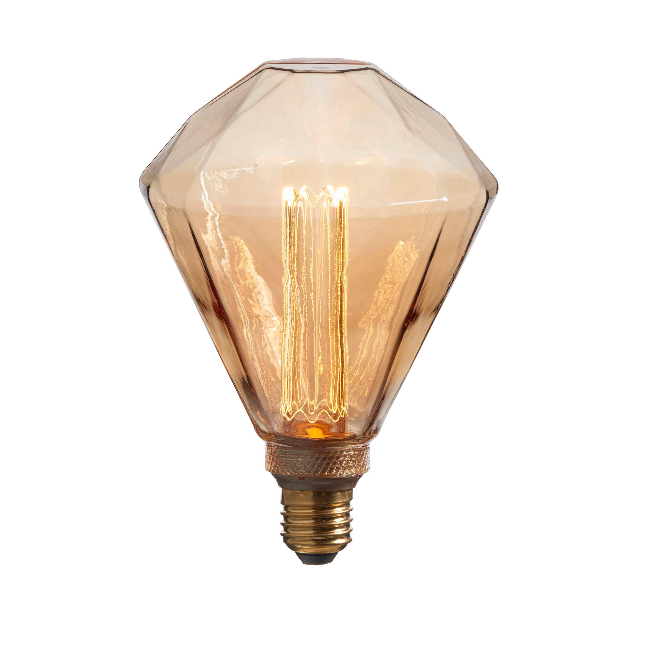 Faceted Amber Tinted Decorative 2.4w LED E27 Light Bulb