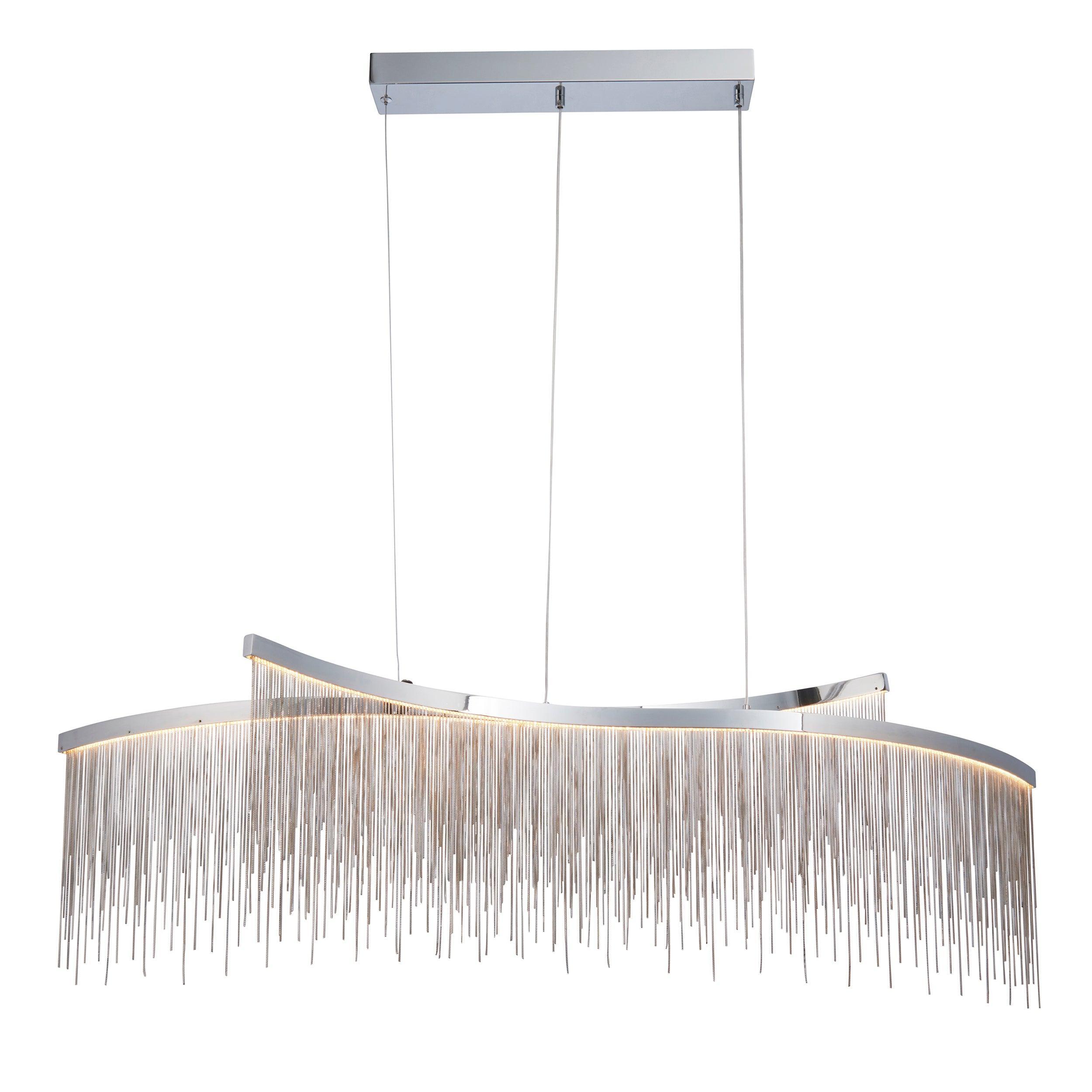 Endon Orphelia 1 Light Polished Chrome Linear Ceiling Pendant-Ceiling Pendant Lights-Endon Lighting Living Room Lighting Tiffany Lighting Direct
