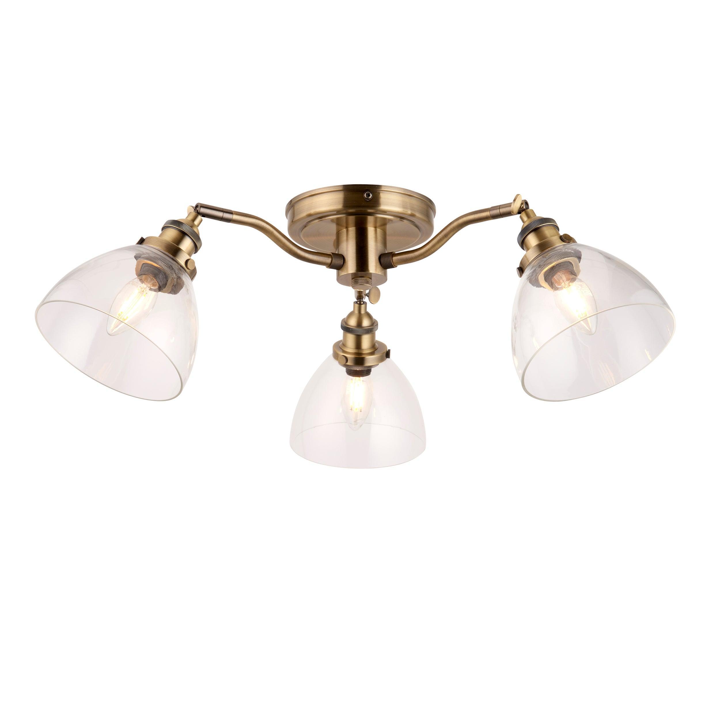 Endon Hansen 3 Light Brass Semi-Flush Ceiling Light Living room Image