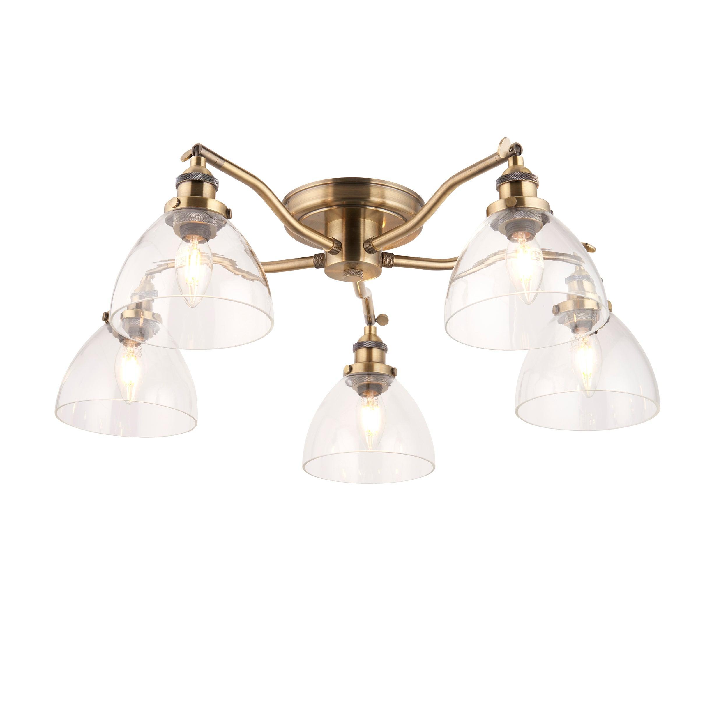 Endon Hansen 5 Light Brass Semi-Flush Ceiling Light Living room weight image