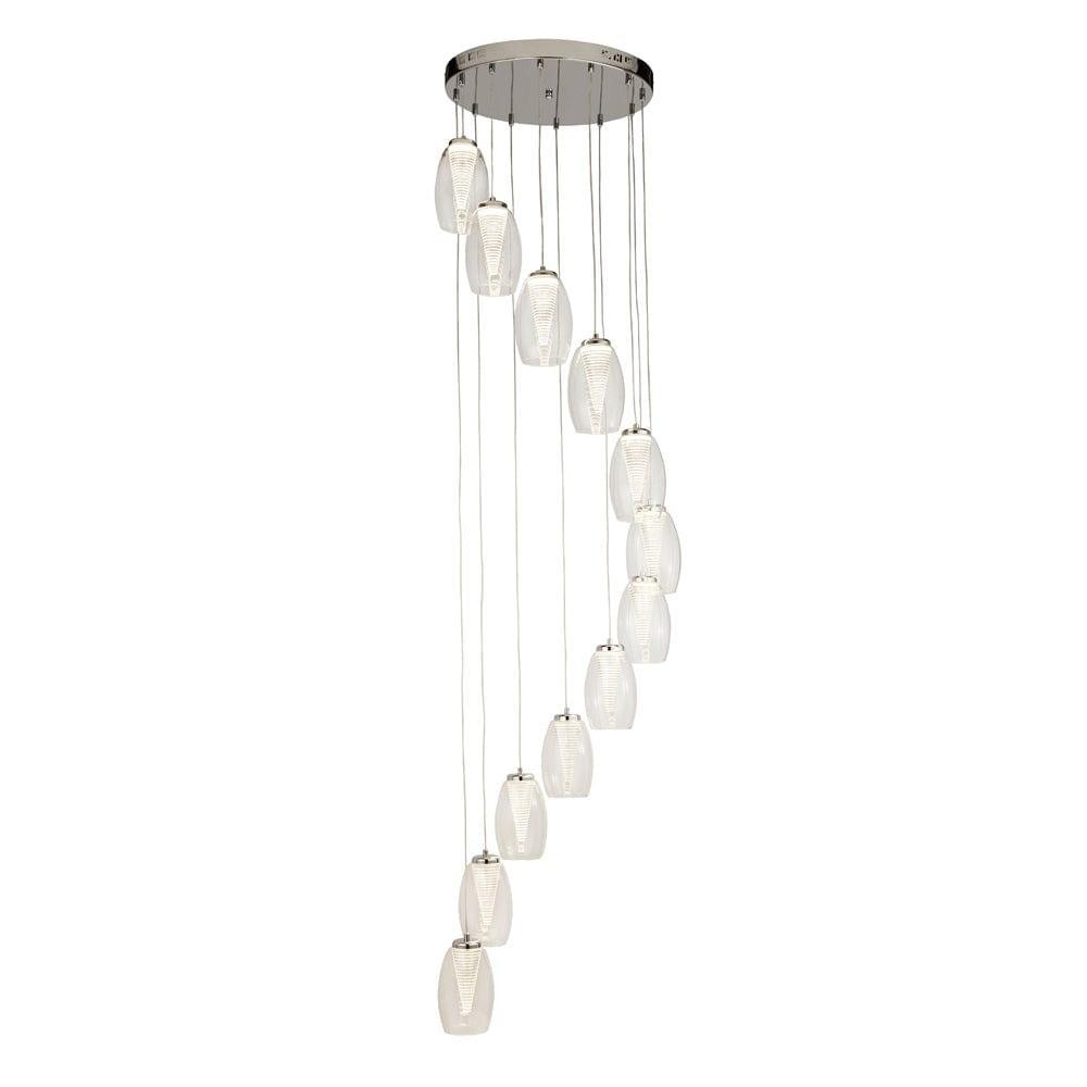 Cyclone 12 Light LED Multi-drop Pendant - Glass Shades-Ceiling Pendant Lights-1-Tiffany Lighting Direct