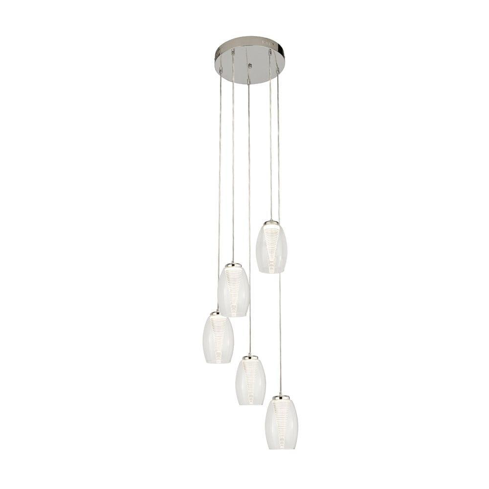 Cyclone 5 Light LED Multi-drop Pendant - Glass Shades-Ceiling Pendant Lights-1-Tiffany Lighting Direct