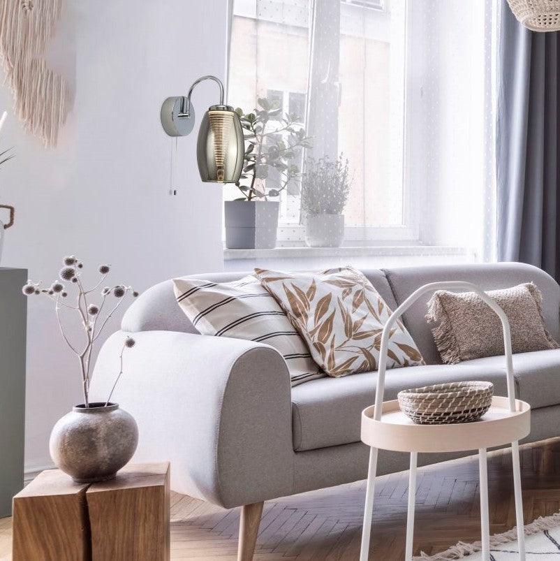 cyclone 1 light wall light with smoked glass by searchlighting lighting, living room image