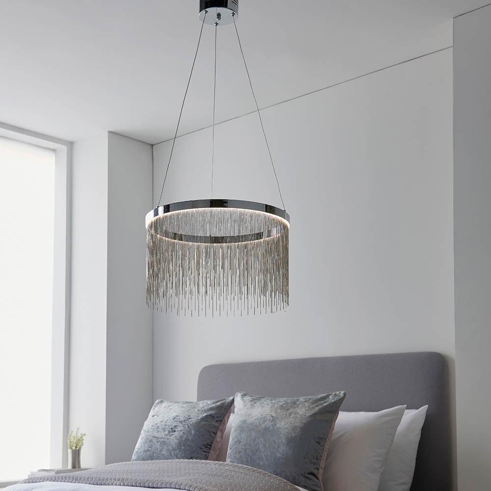 Endon Zelma CCT 1 Light Polished Chrome Ceiling Pendant-Ceiling Pendant Lights-Endon Lighting hallway lighting photo Tiffany Lighting Direct