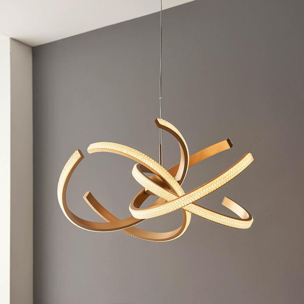 Endon Lorenzo 4 Light Gold Pendant Ceiling Light-Ceiling Pendant Lights-Endon Lighting living room close up Tiffany Lighting Direct