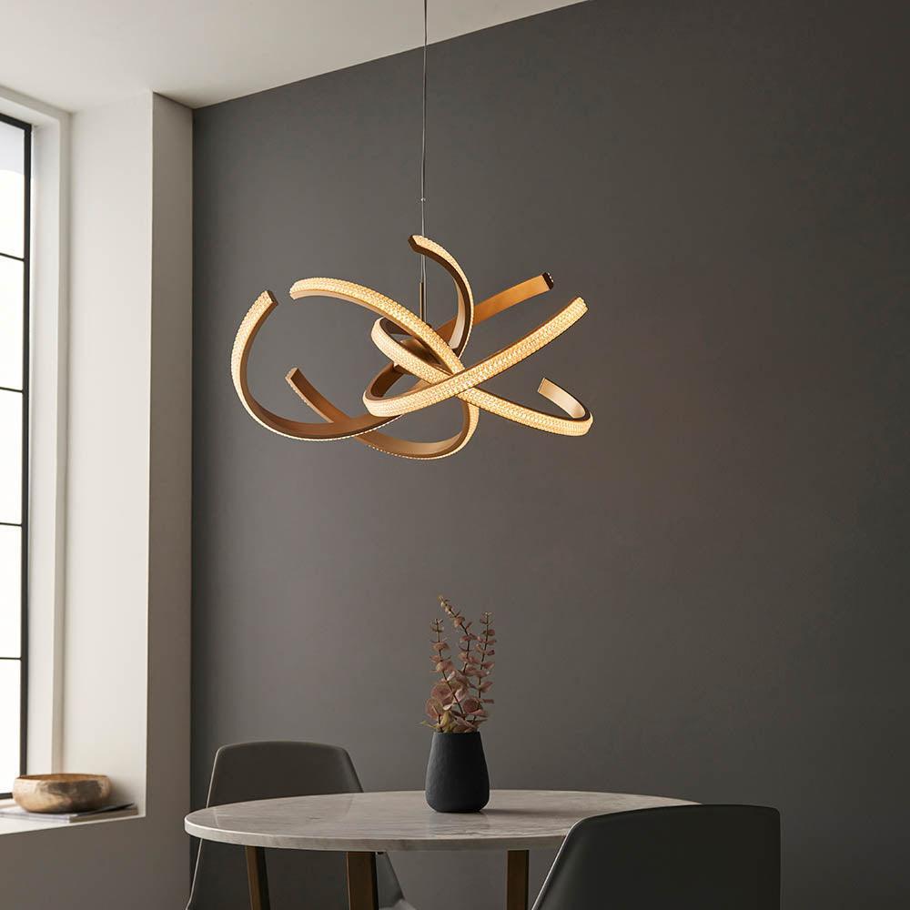 Endon Lorenzo 4 Light Gold Pendant Ceiling Light-Ceiling Pendant Lights-Endon Lighting living room close. up unlit Tiffany Lighting Direct
