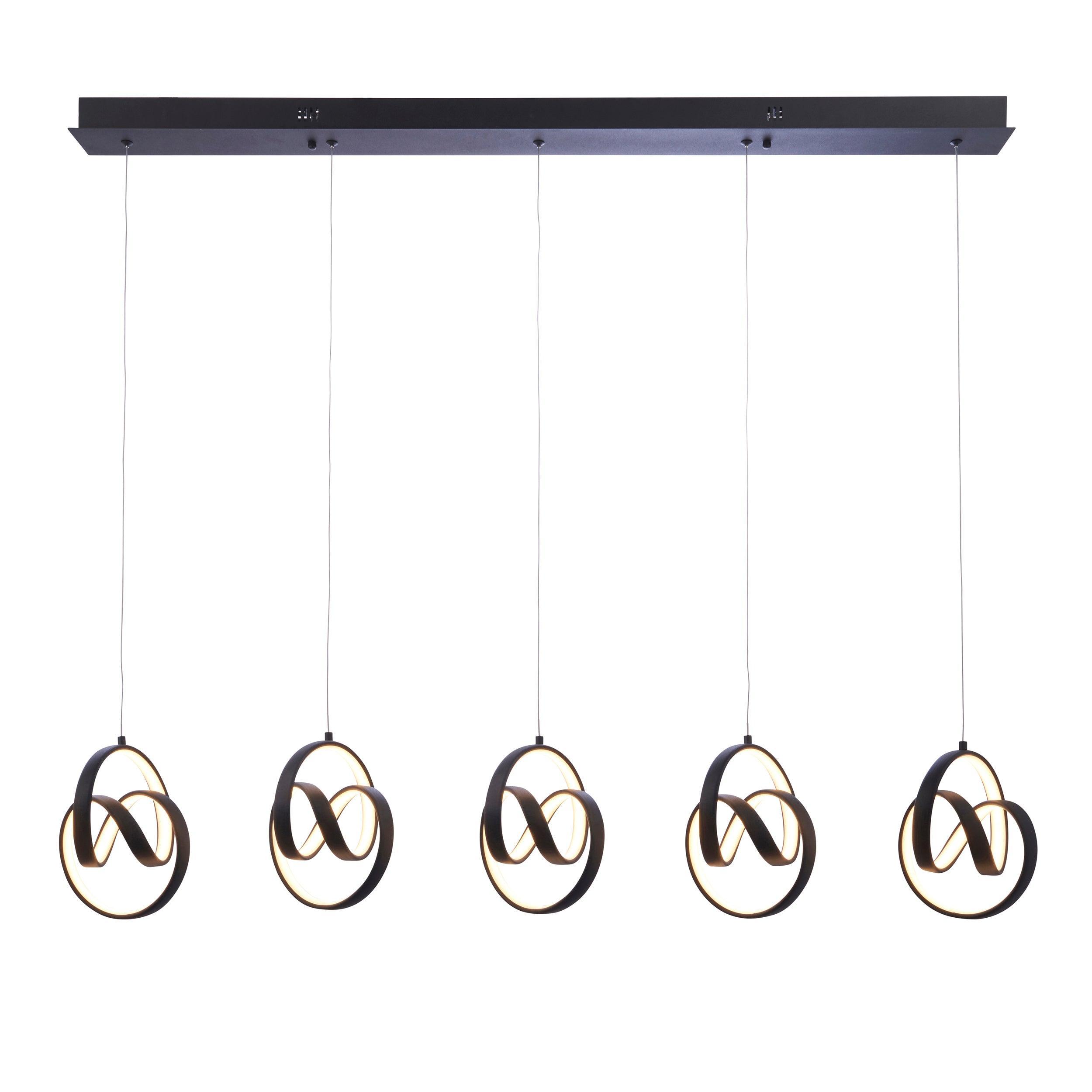 Endon Cosma 5 Light Black Ceiling Pendant-Ceiling Pendant Lights-Endon Lighting Living Room Close Up Lighting Tiffany Lighting Direct
