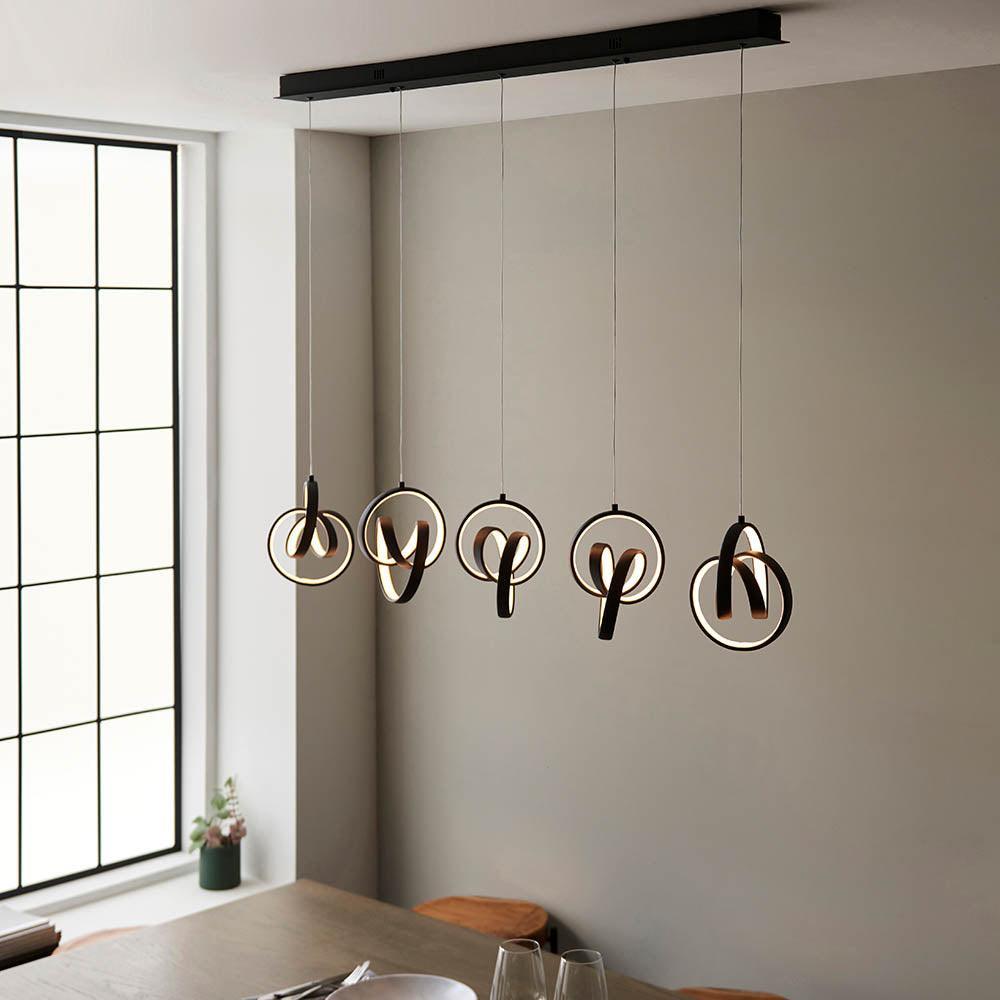 Endon Cosma 5 Light Black Ceiling Pendant-Ceiling Pendant Lights-Endon Lighting Living Room Lighting Tiffany Lighting Direct