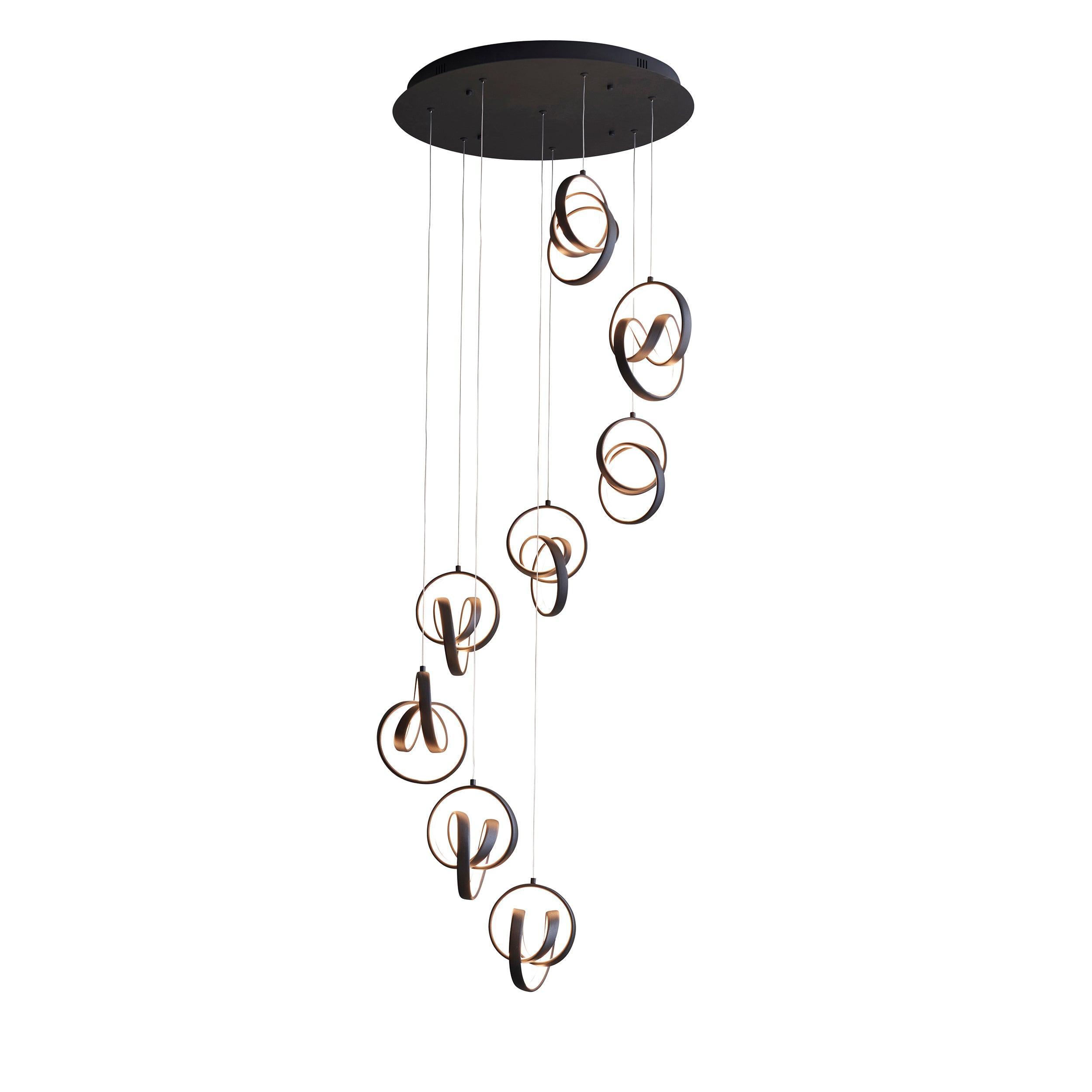 Endon Cosma 8 Light Black Ceiling Pendant-Ceiling Pendant Lights-Endon Lighting Living Room Close Up Lighting Tiffany Lighting Direct