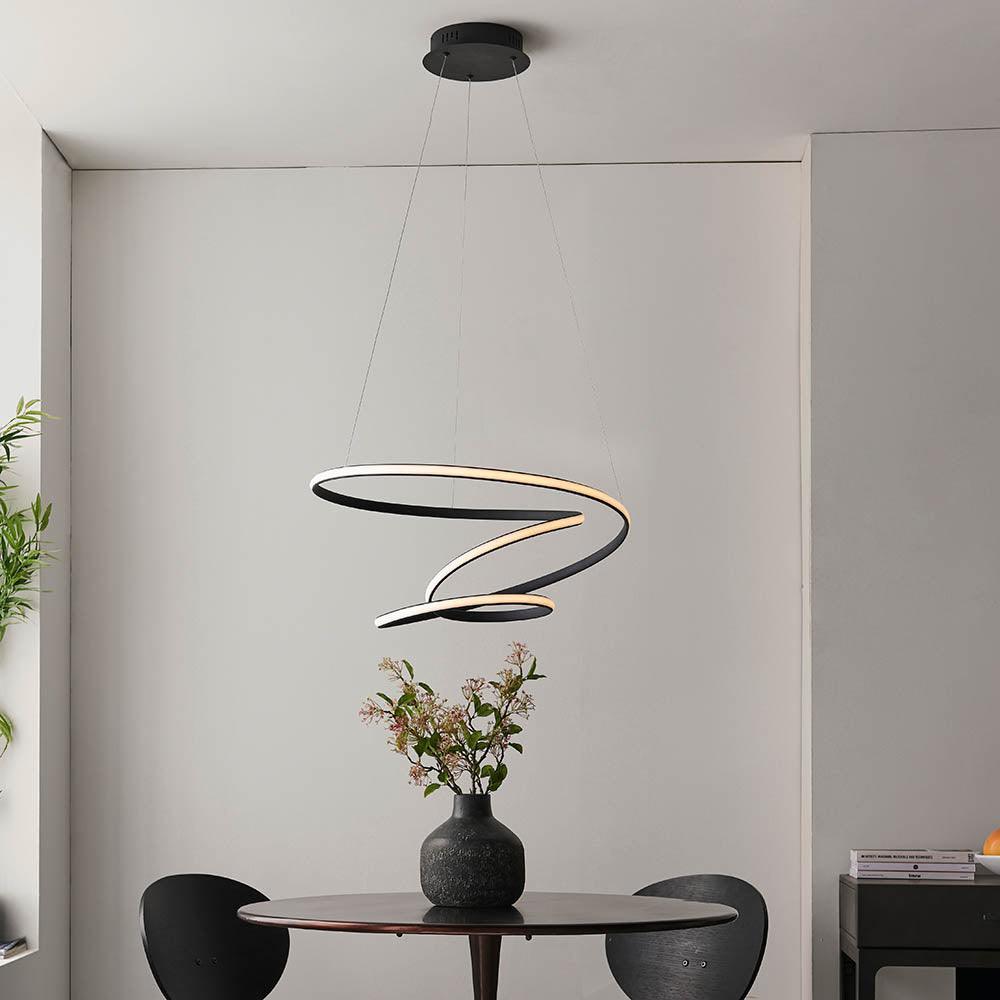 Endon Dune 1 Light Black Pendant Ceiling-Ceiling Pendant Lights-Endon Lighting Living Room Lighting Tiffany Lighting Direct