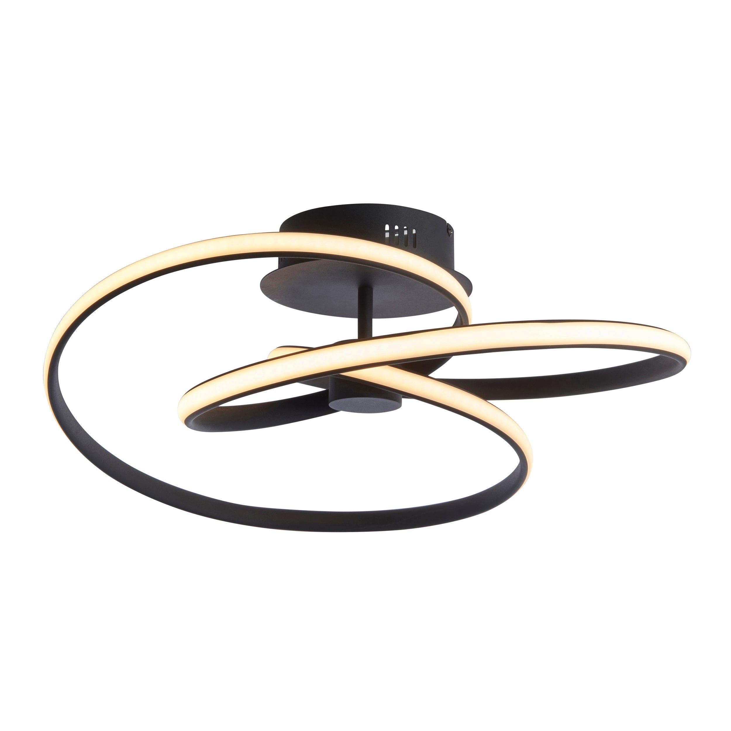 Endon Dune 1 Light Black LED Semi Flush Ceiling Light Living Room Image 2