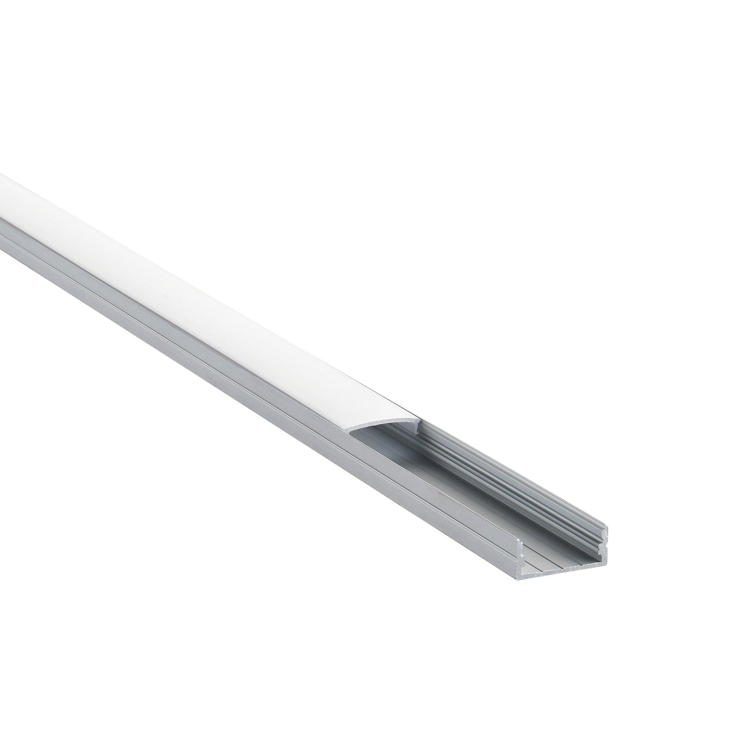 rigelslim surface wide 2m aluminium profile extrusion silverby Saxby Lighting, close up image