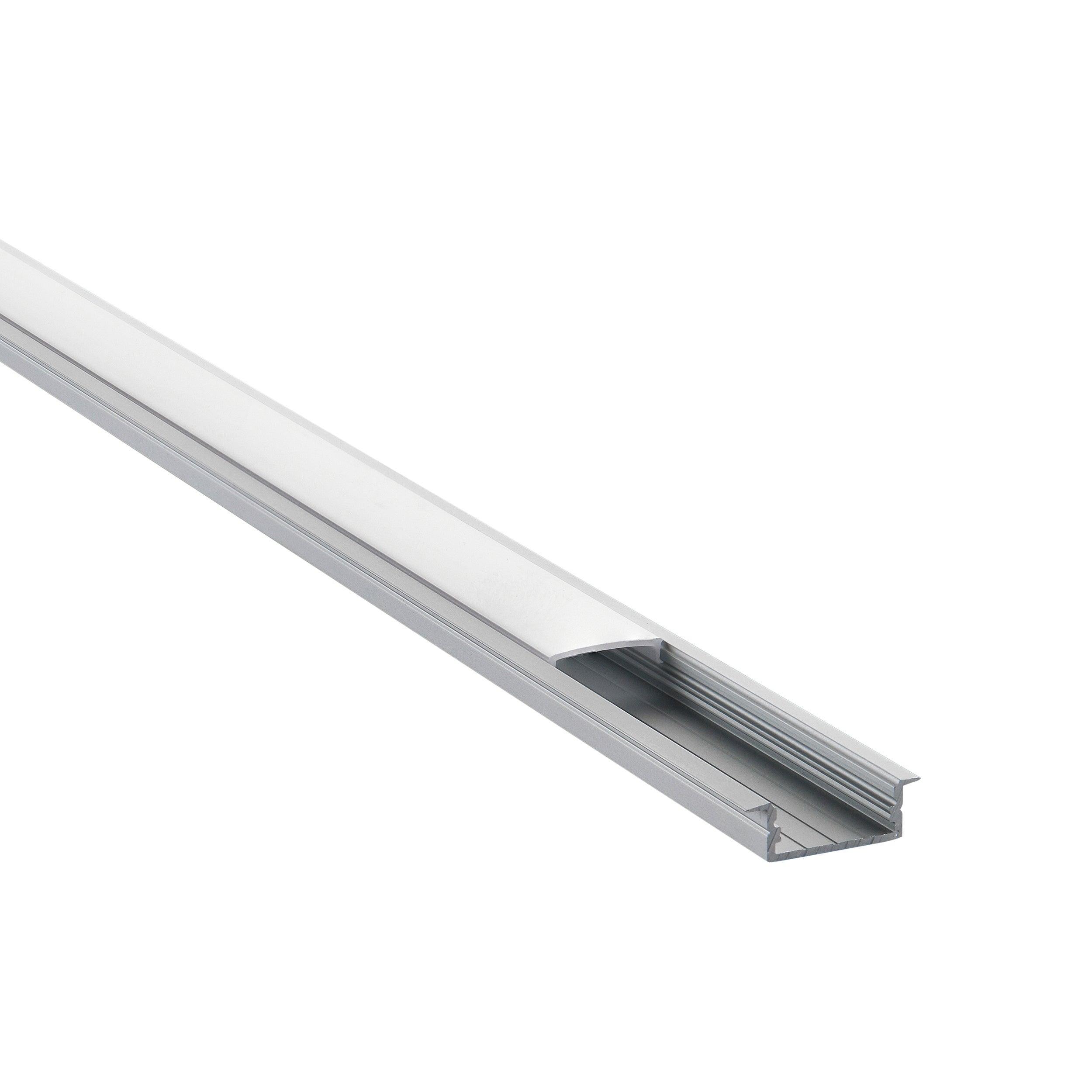 rigelslim recessed wide 2m aluminium profile extrusion silverby Saxby Lighting, close up image