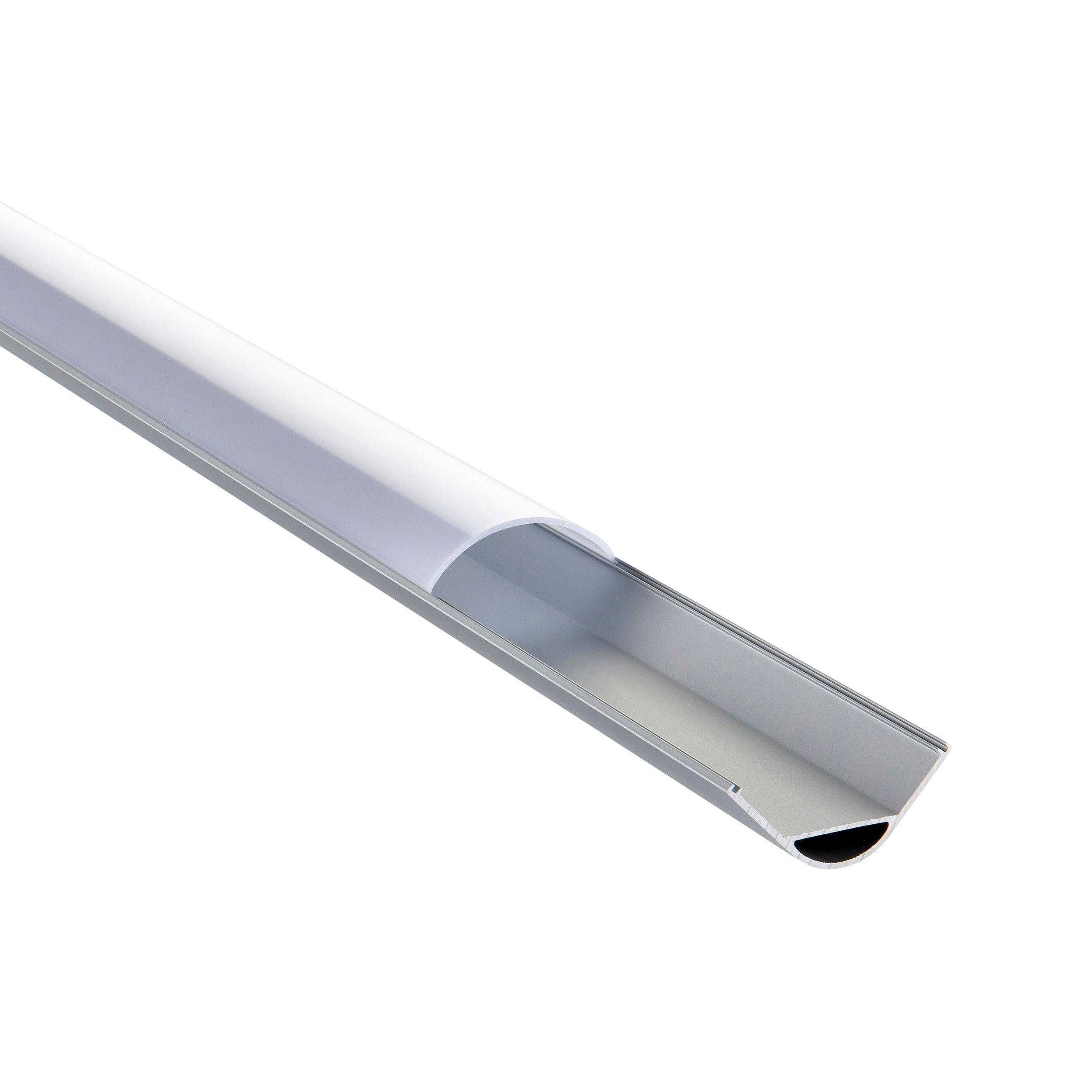rigel corner wide 2m aluminium profile extrusion silverby Saxby Lighting, close up image