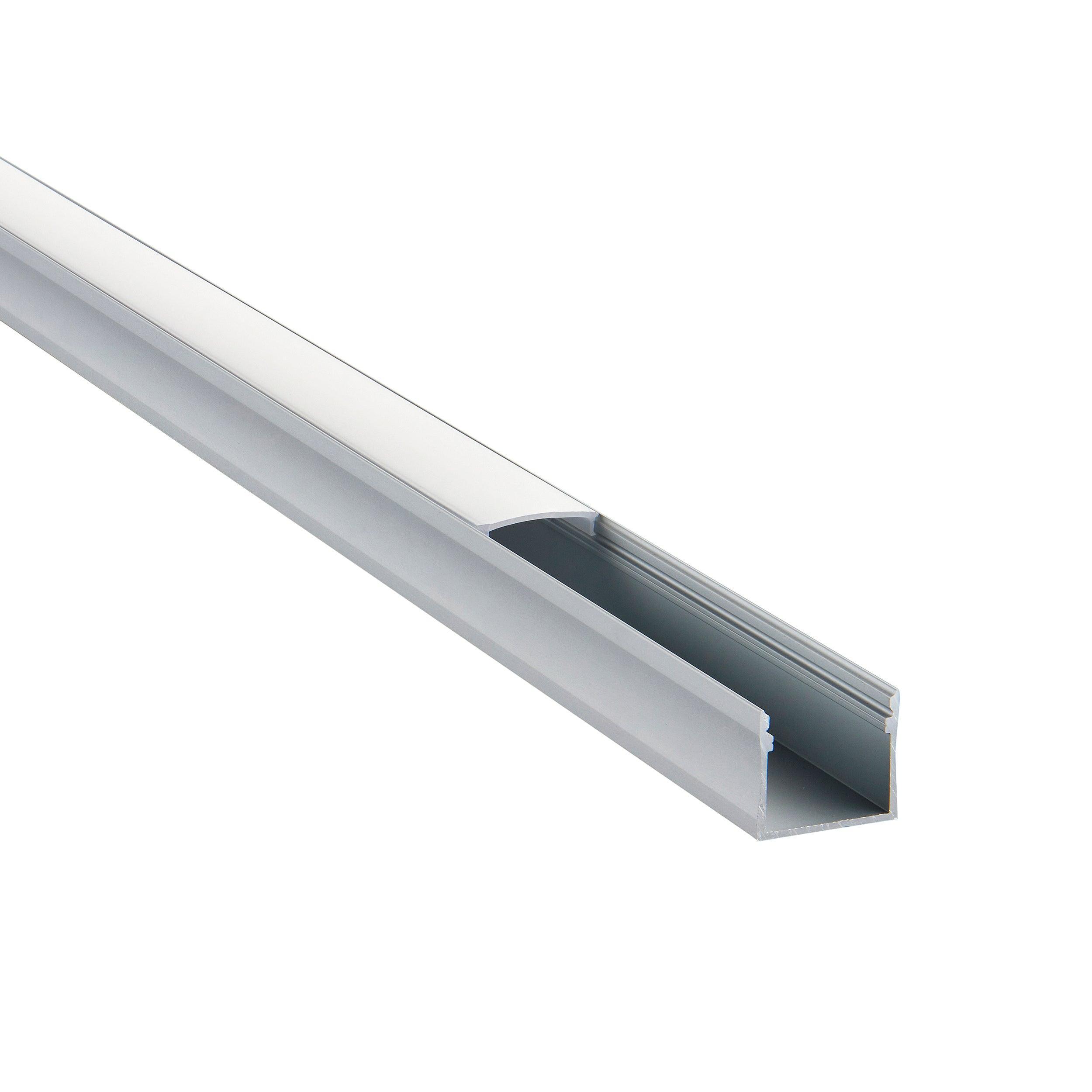 rigel surface wide 2m aluminium profile extrusion silverby Saxby Lighting, close up image