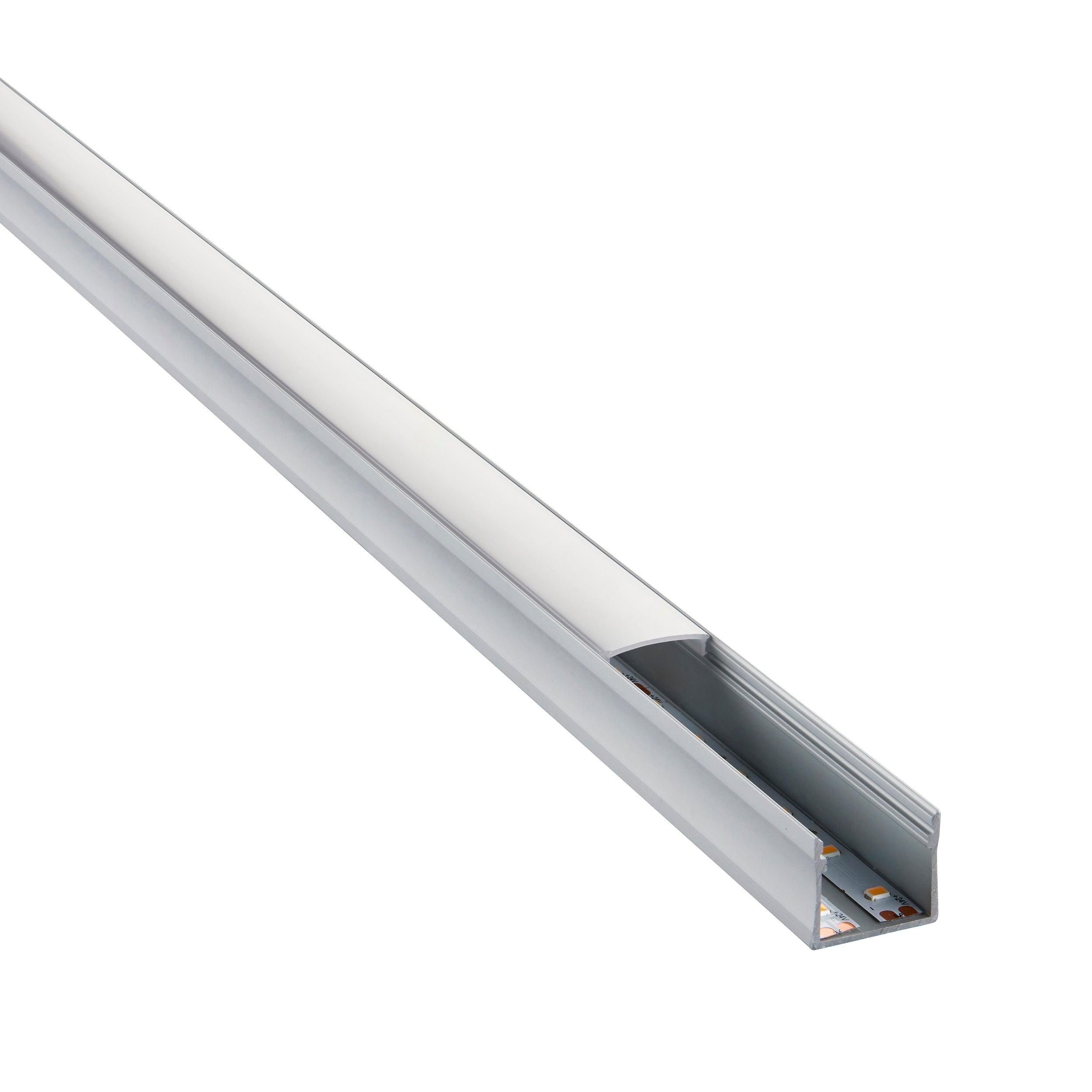 rigel surface wide 2m aluminium profile extrusion silver by saxby lighting, close up image 446