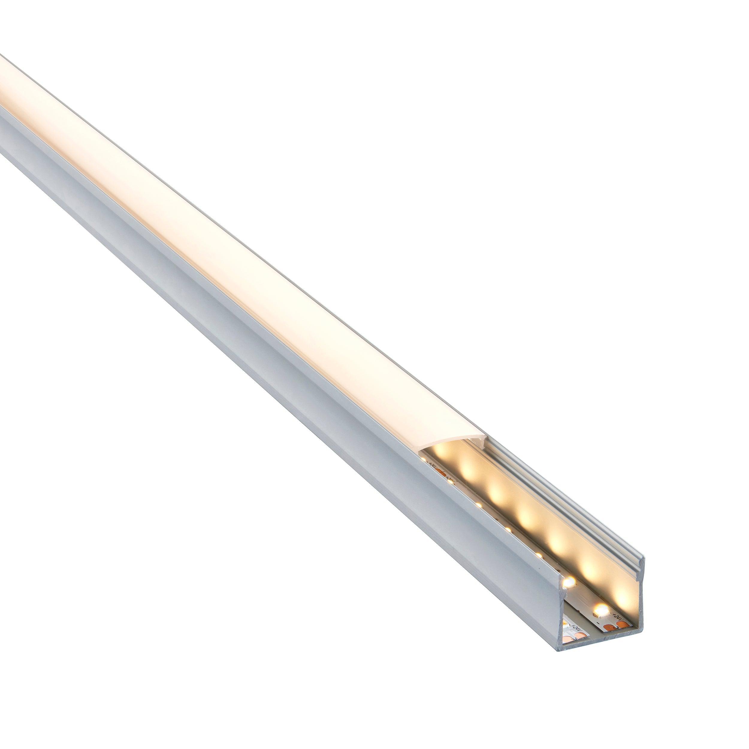 rigel surface wide 2m aluminium profile extrusion silver by saxby lighting, close up image 394