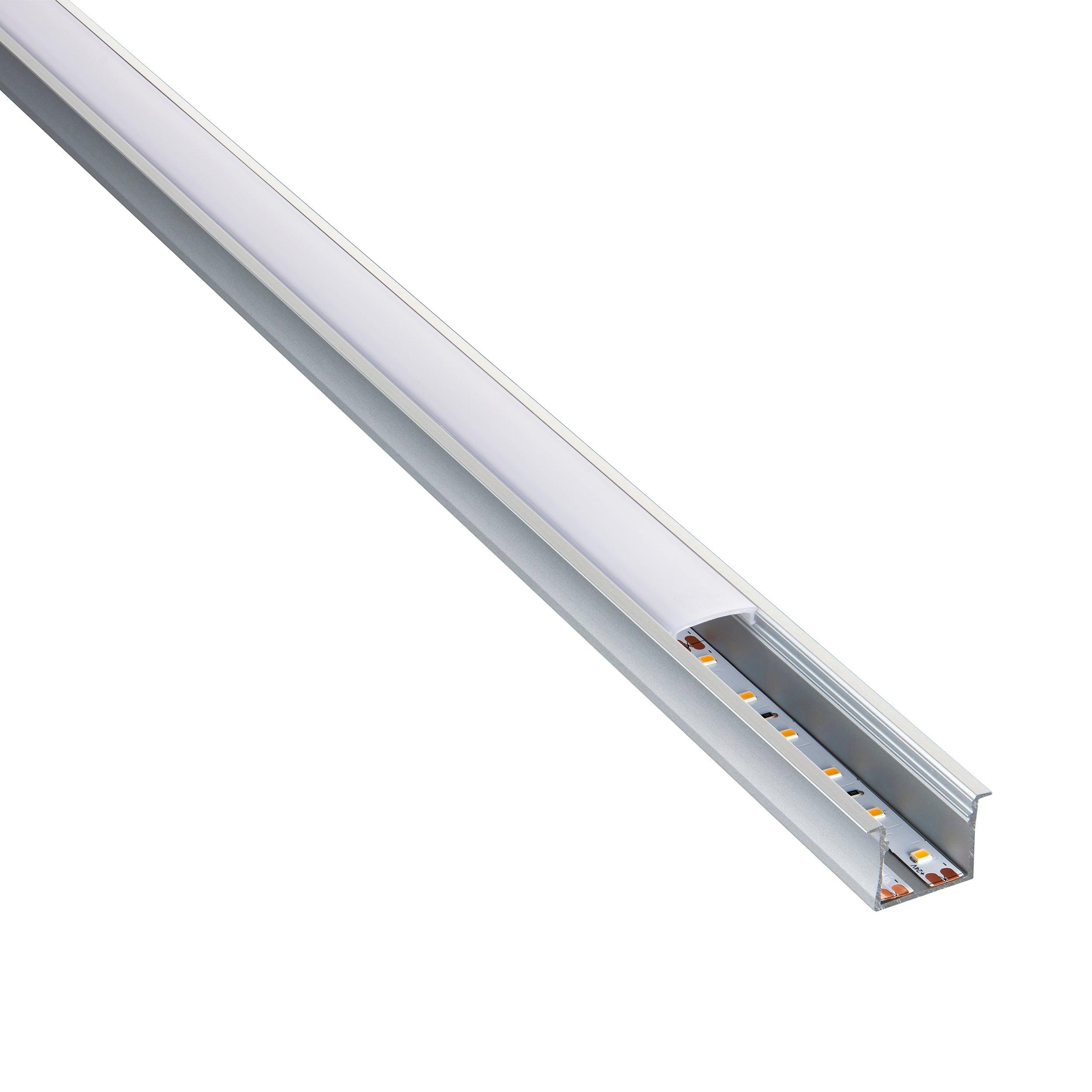 rigel recessed wide 2m aluminium profile extrusion silver by saxby lighting, close up image 449