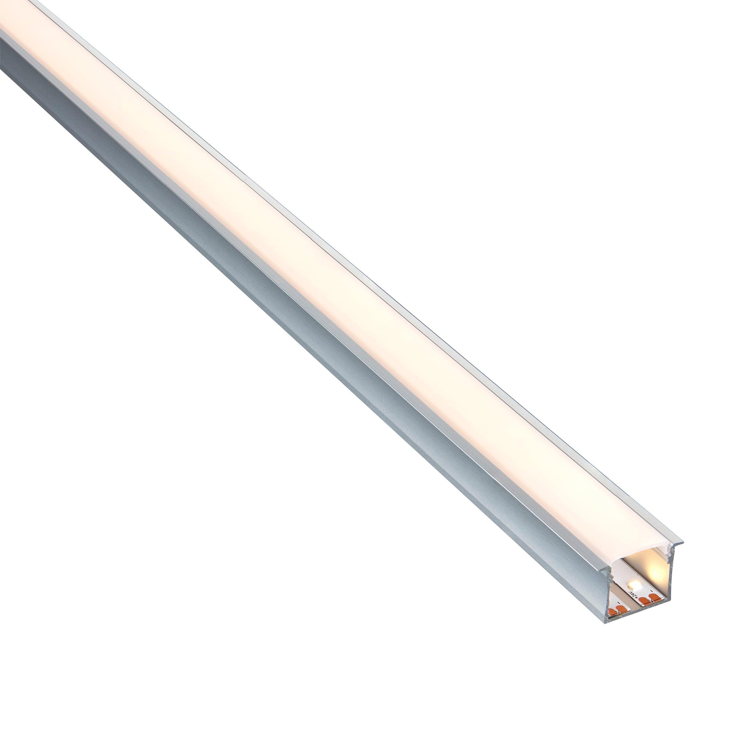 rigel recessed wide 2m aluminium profile extrusion silver by saxby lighting, close up image 287