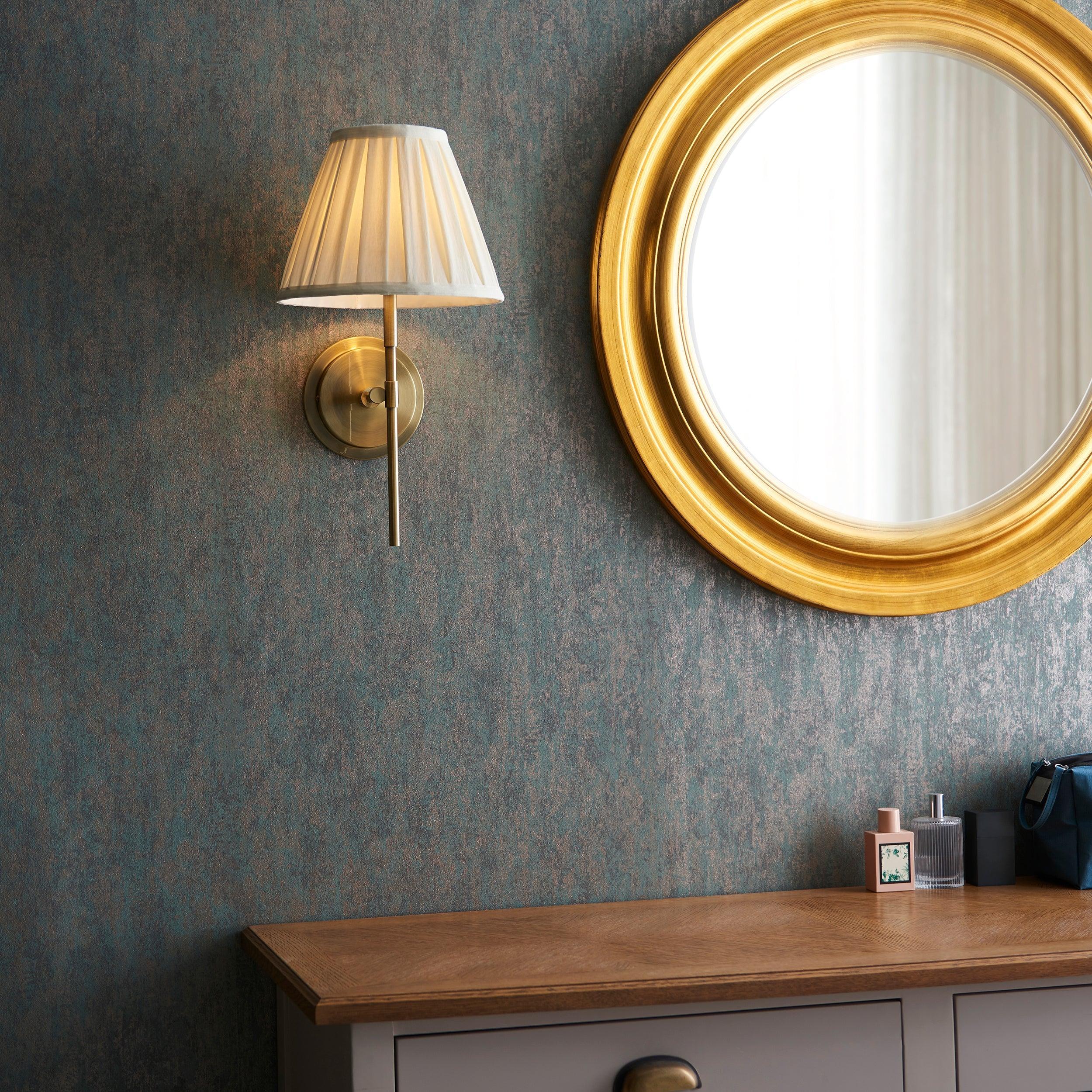 Endon Rennes Brass Wall Light Fitting (Without Shade) Wide Living Room Image