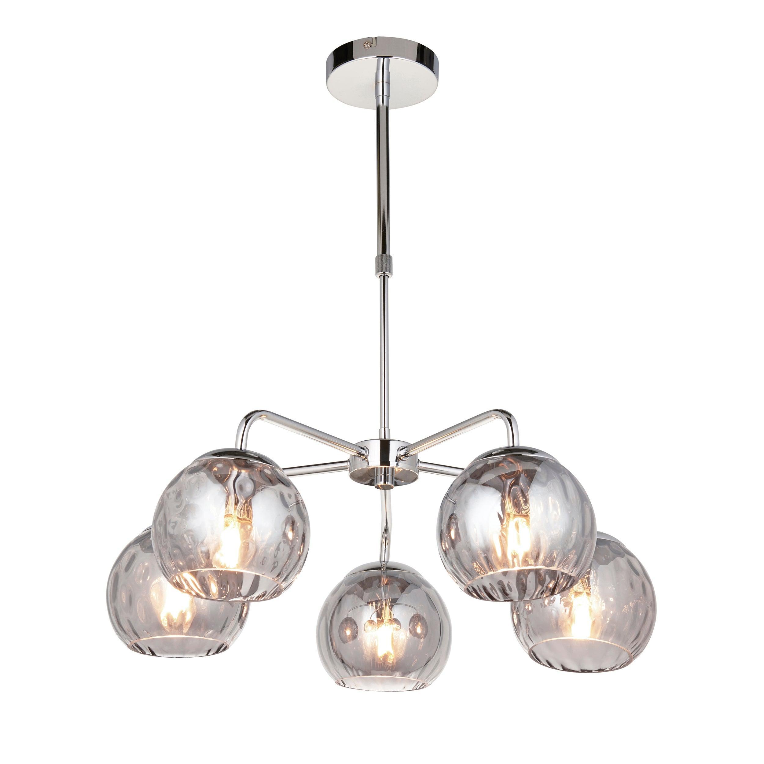 Endon Dimple 5 Light Polished Chrome Ceiling Pendant-Ceiling Pendant Lights-Endon Lighting Living Room Close Up Lighting Tiffany Lighting Direct