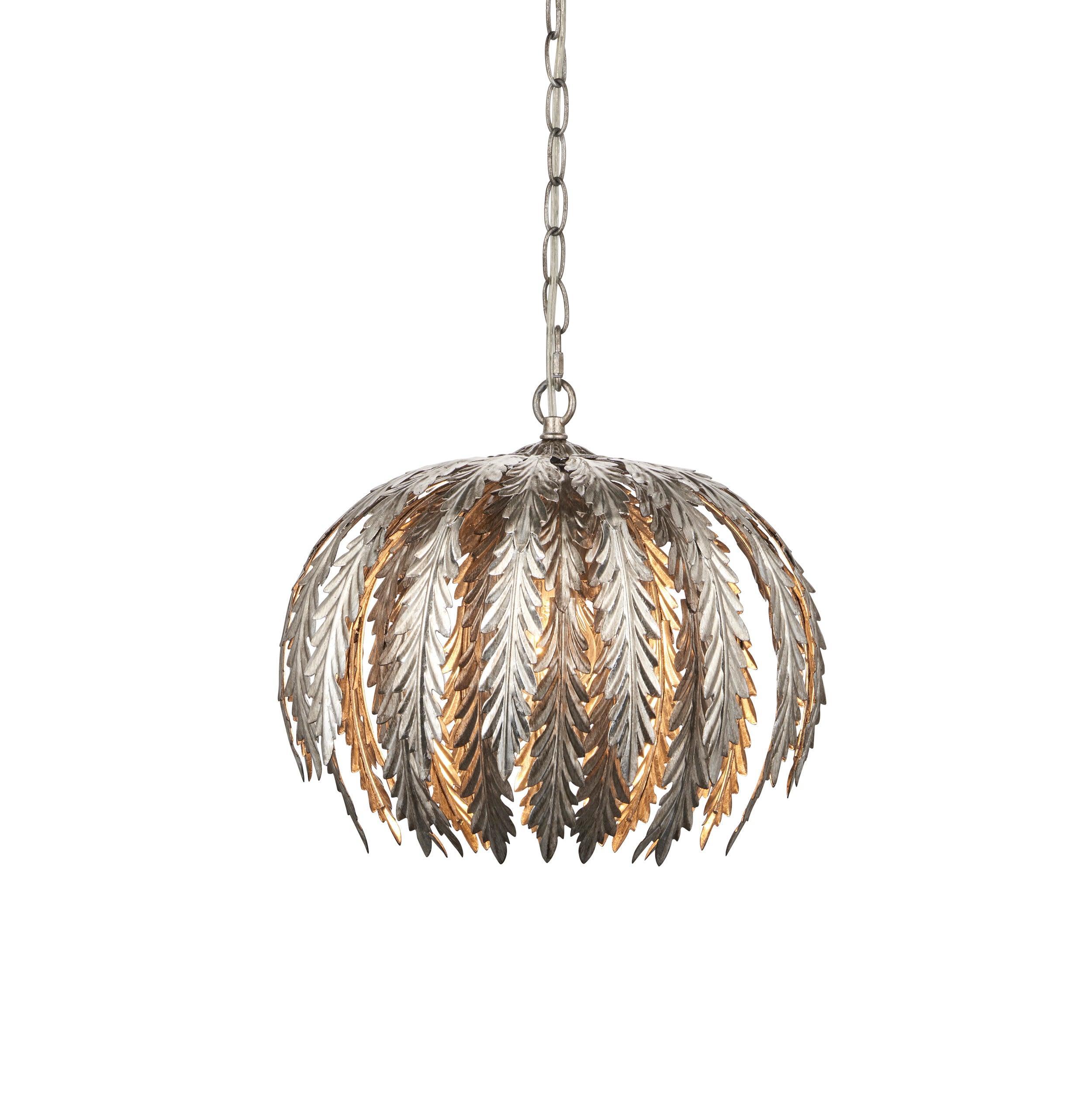 Endon Delphine 1 Light Silver Leaf Ceiling Pendant-Ceiling Pendant Lights-Endon Lighting Living Room Close Up Lighting Tiffany Lighting Direct