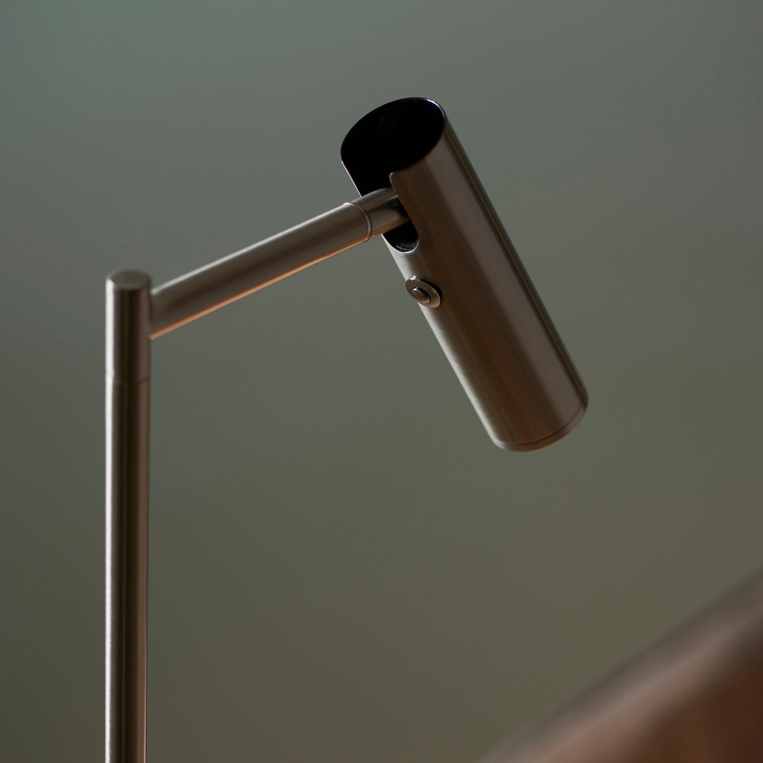 dedicated reader nickel led floor lamp by Endon Lighting Living Room Unlit Shot