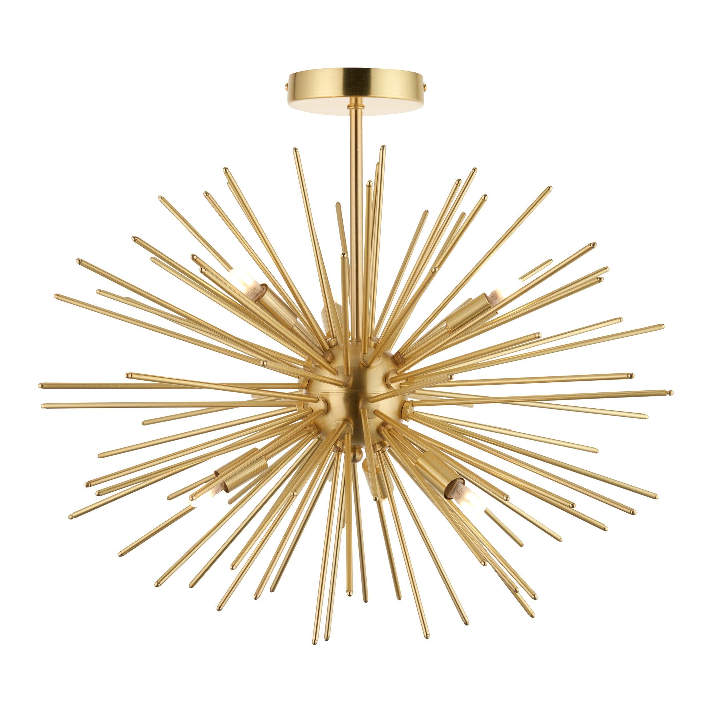 Endon Orta 6 Light Brass Semi-Flush Ceiling Light Living room Image