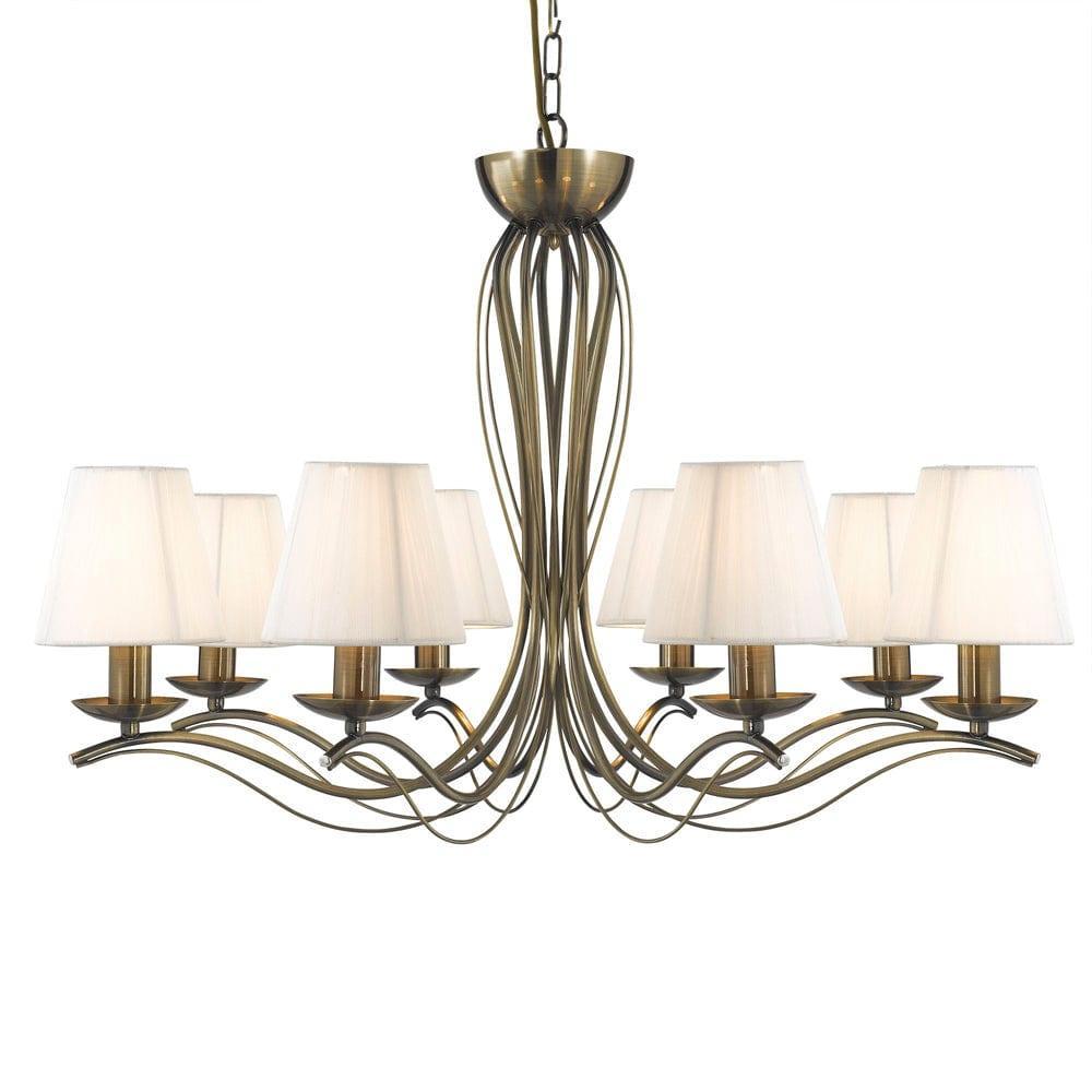 Andretti 8 Light Antique Brass Chandelier - Cream Shades-1-Tiffany Lighting Direct