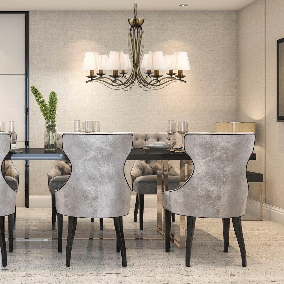 Andretti 8 Light Antique Brass Chandelier - Cream Shades-5-Tiffany Lighting Direct