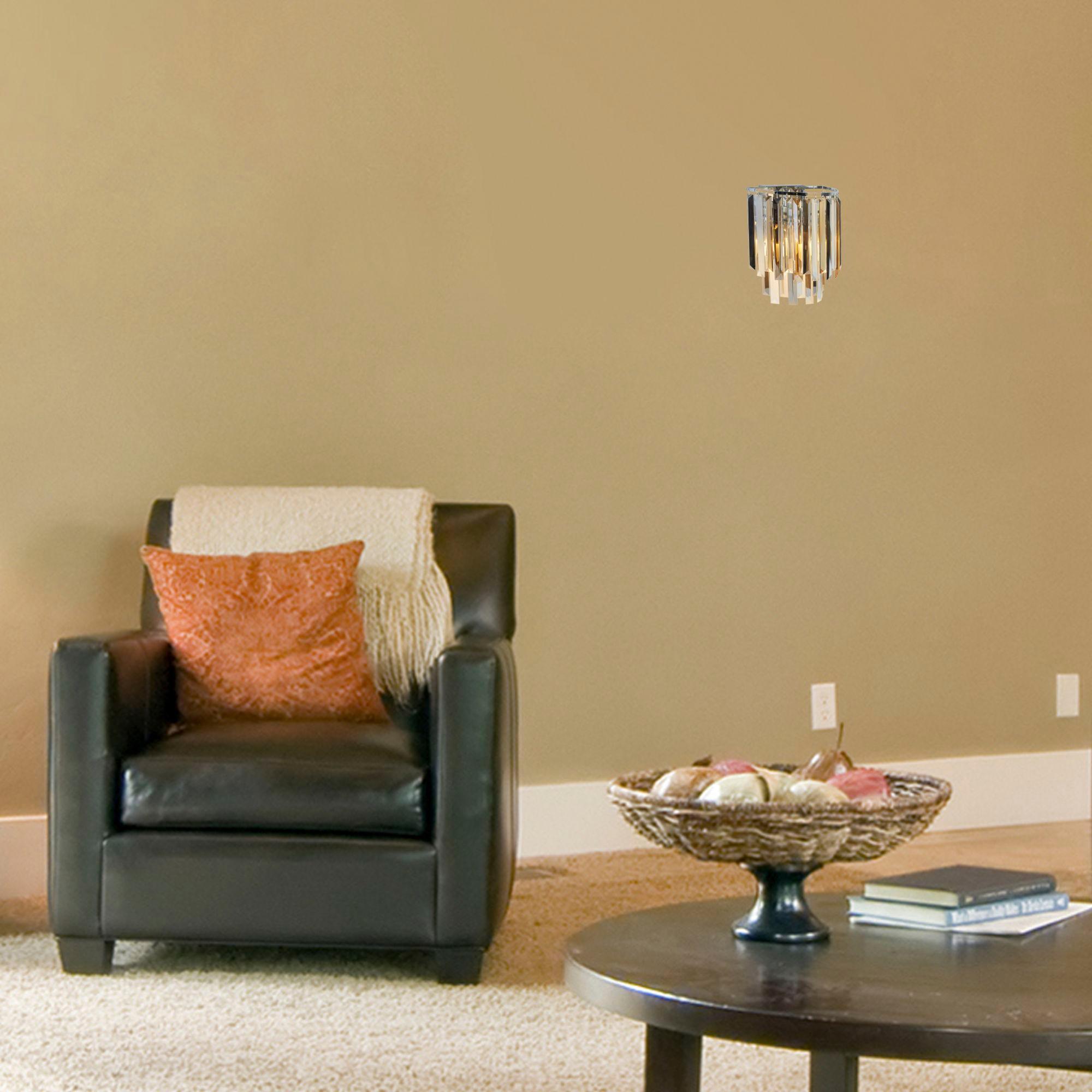 clarissa 2 light chrome wall light crystal prism drops by searchlighting lighting, living room image