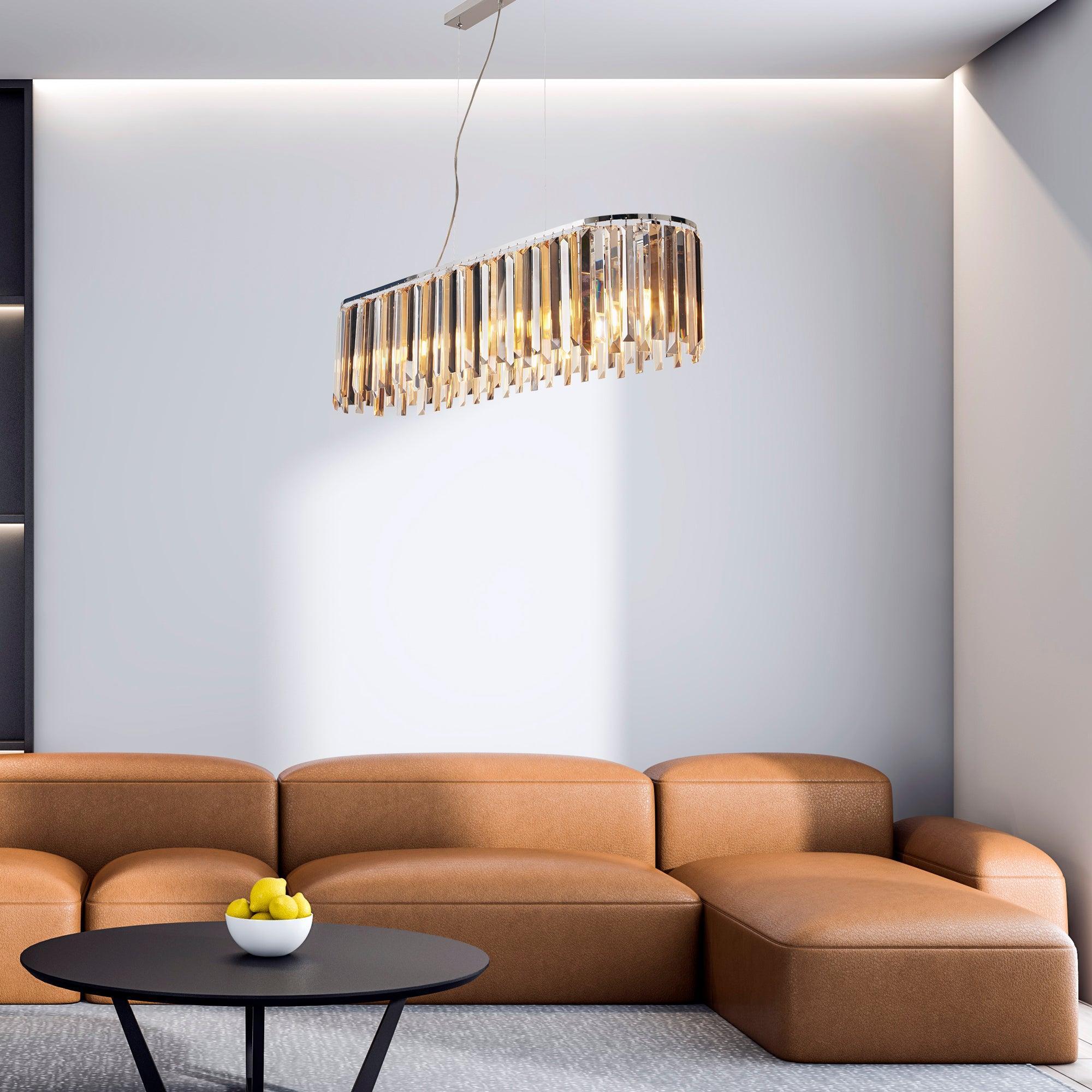 Clarissa 8 Light Chrome Ceiling Pendant Bar - Crystal Drops-Ceiling Pendant Lights-5-Tiffany Lighting Direct