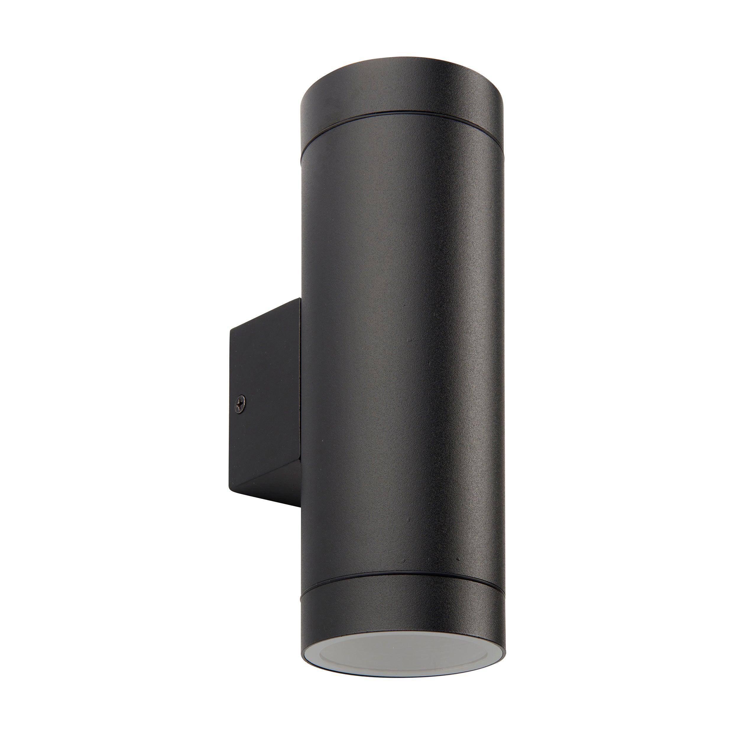 palin black xl outdoor wall light ip44 7wby Saxby Lighting, close up image