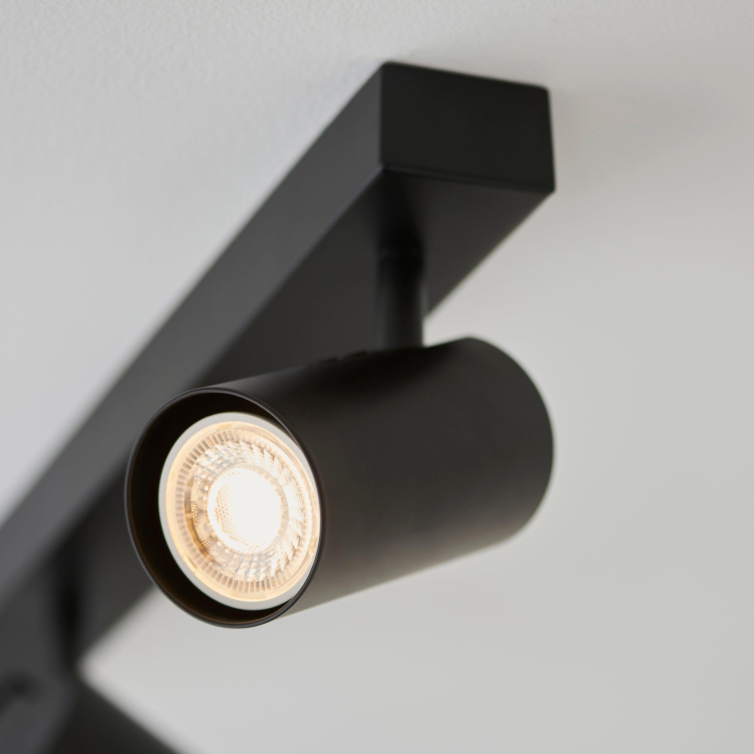 rez 3 light black modern adjustable plate spot light by Endon Lighting Bedroom Hero Shot