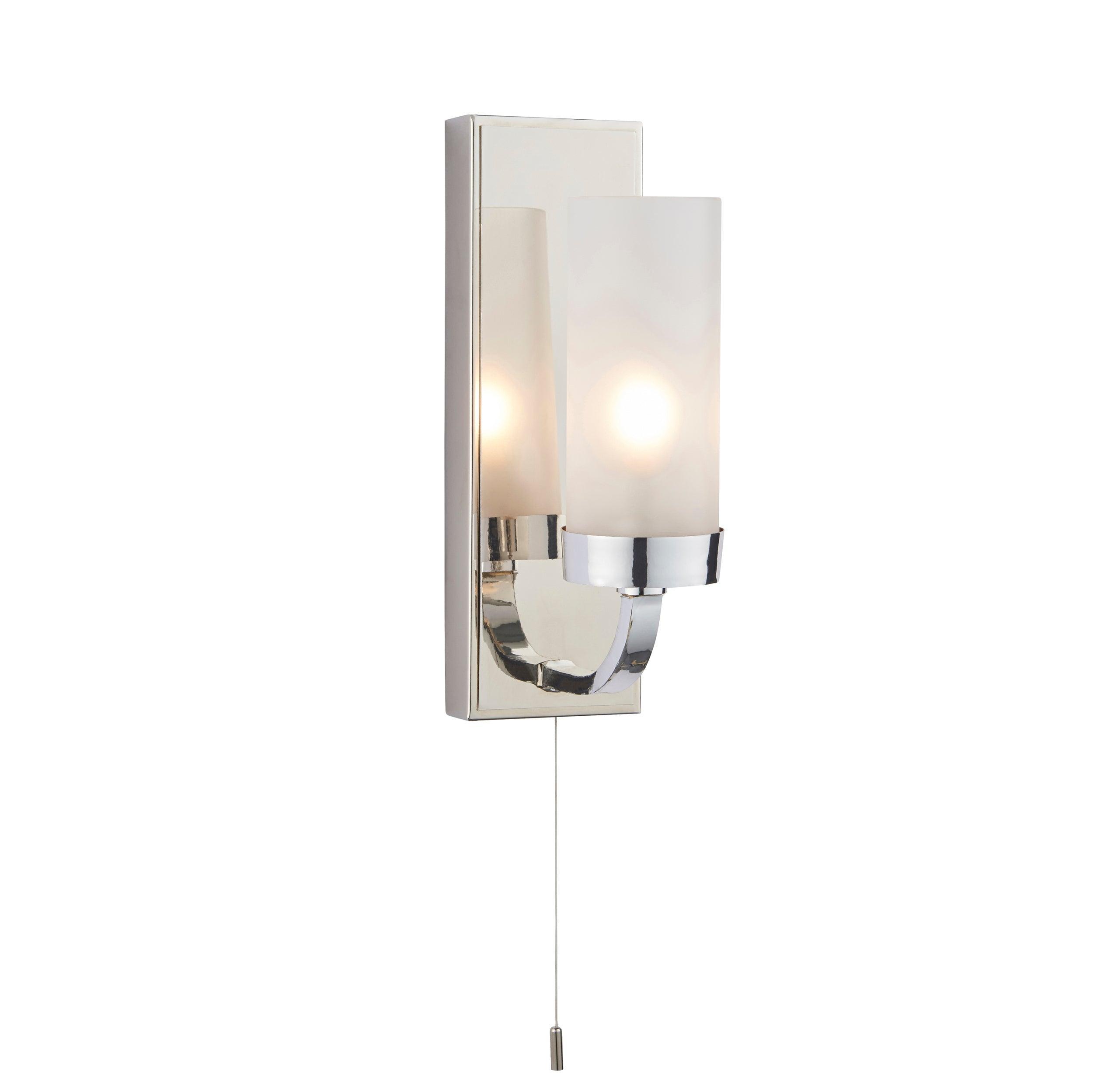 edrea nickel art deco bathroom light frosted glass shade by Endon Lighting Living room close up image