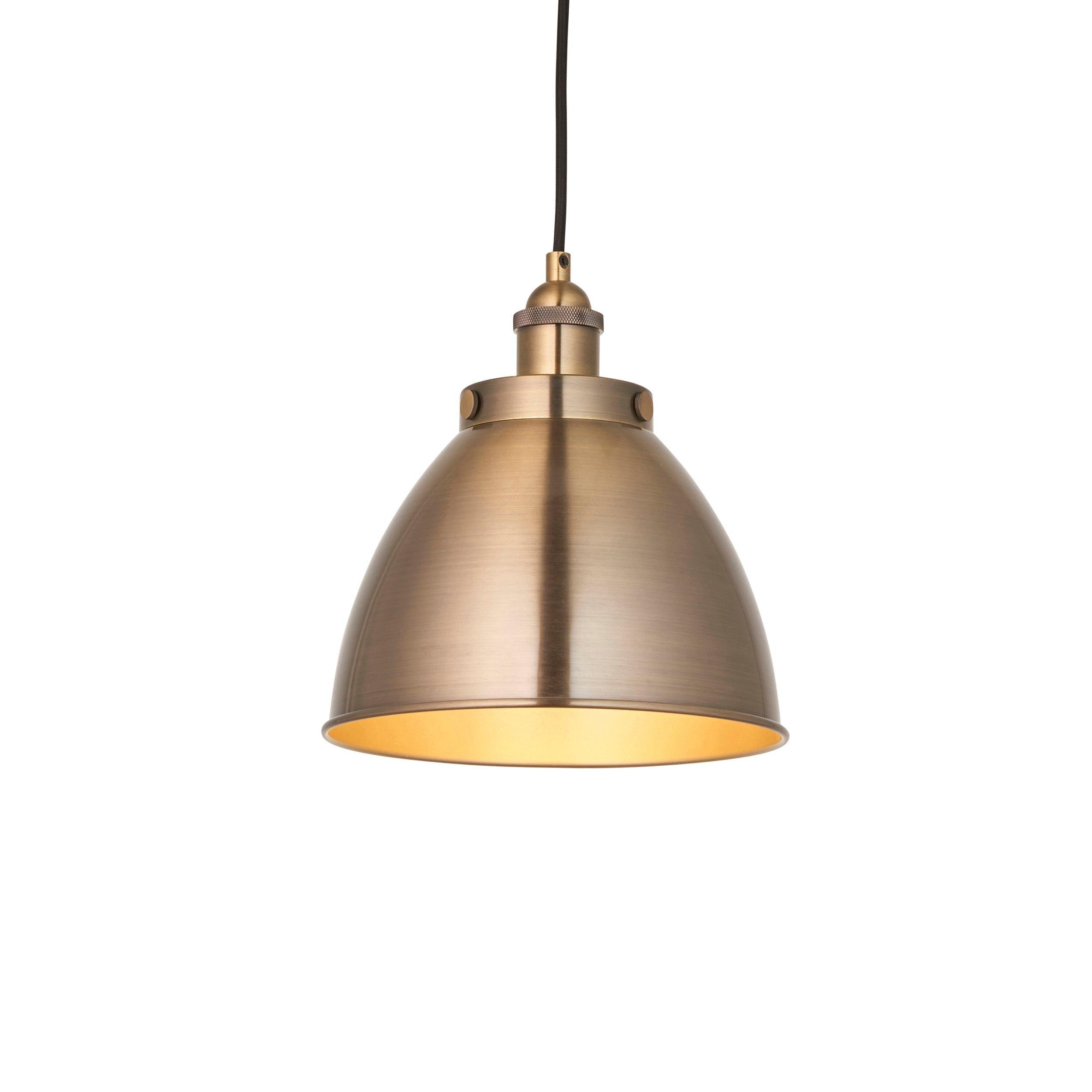 Endon Franklin 1 Light Antique Brass Small Ceiling Pendant-Ceiling Pendant Lights-Endon Lighting Living Room Lighting Tiffany Lighting Direct