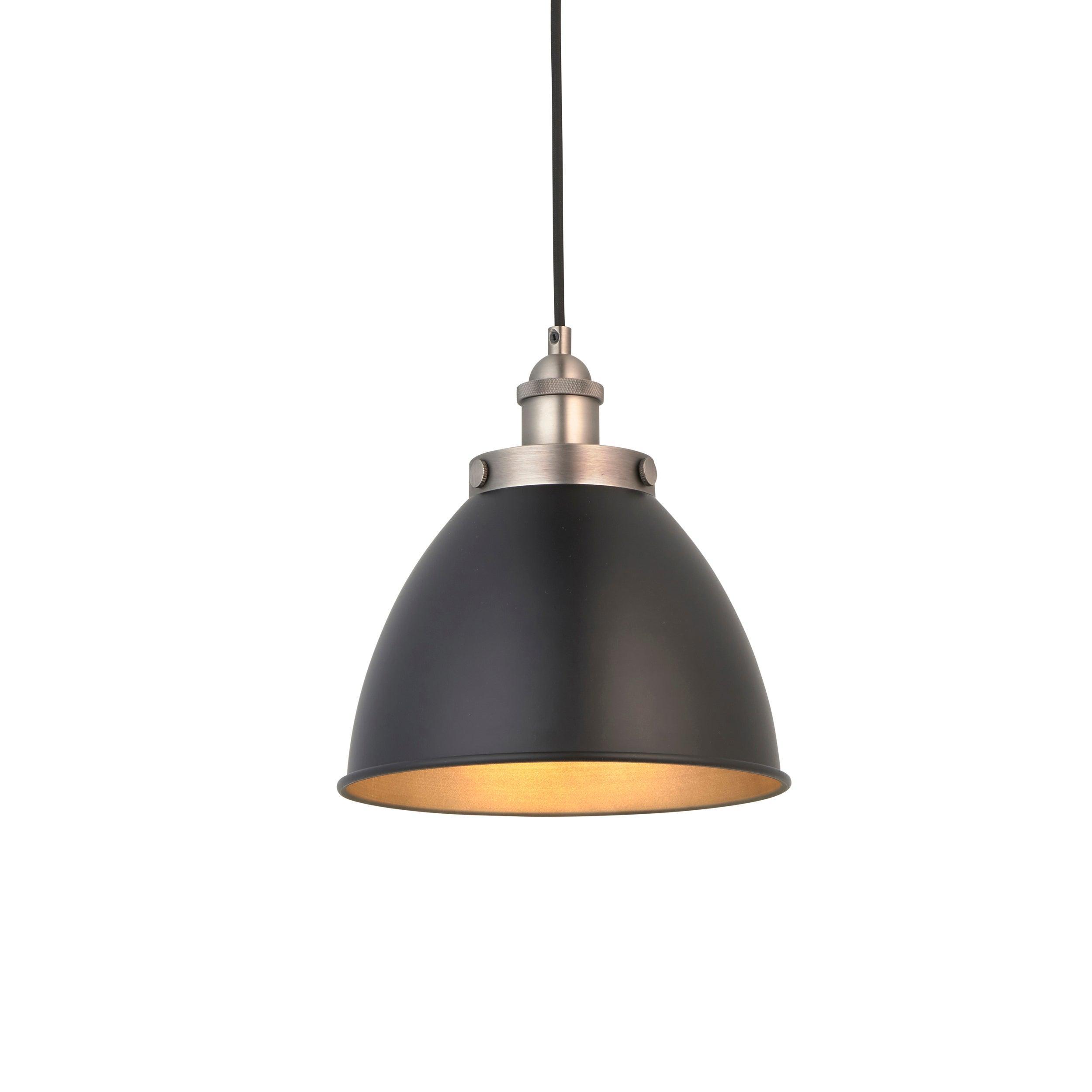 Franklin Small Pewter Industrial Ceiling Pendant - 24cm-Ceiling Pendant Lights-Endon Lighting Living Room Lighting Tiffany Lighting Direct