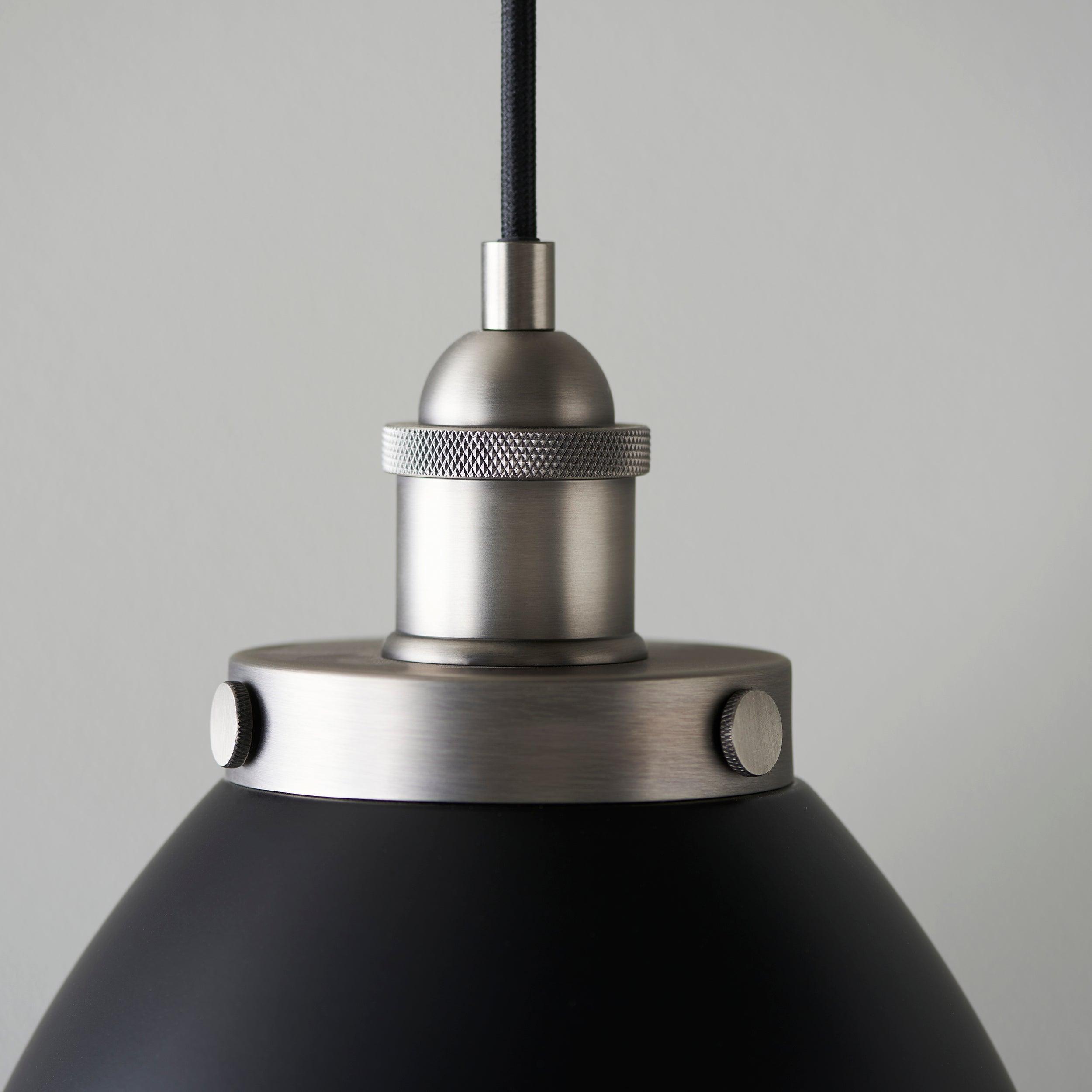 Franklin Small Pewter Industrial Ceiling Pendant - 24cm-Ceiling Pendant Lights-Endon Lighting living room 2nd close upTiffany Lighting Direct