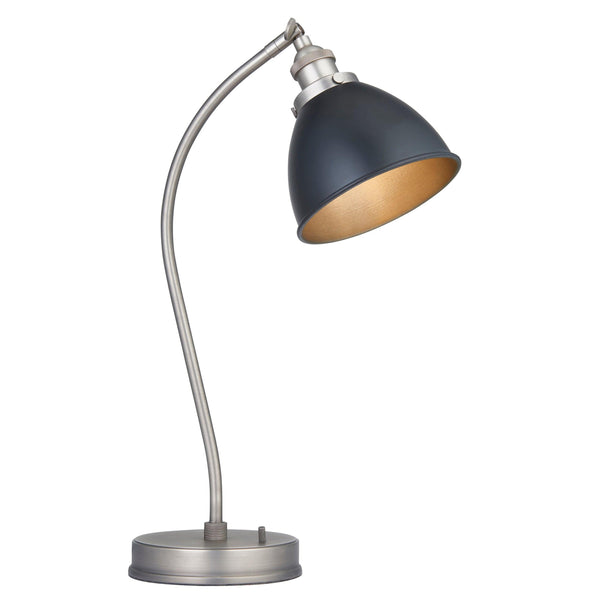 Franklin Industrial Pewter & Black Metal Shaded Table Lamp-Endon Lighting-Living-Room-Tiffany Lighting Direct-[image-position]