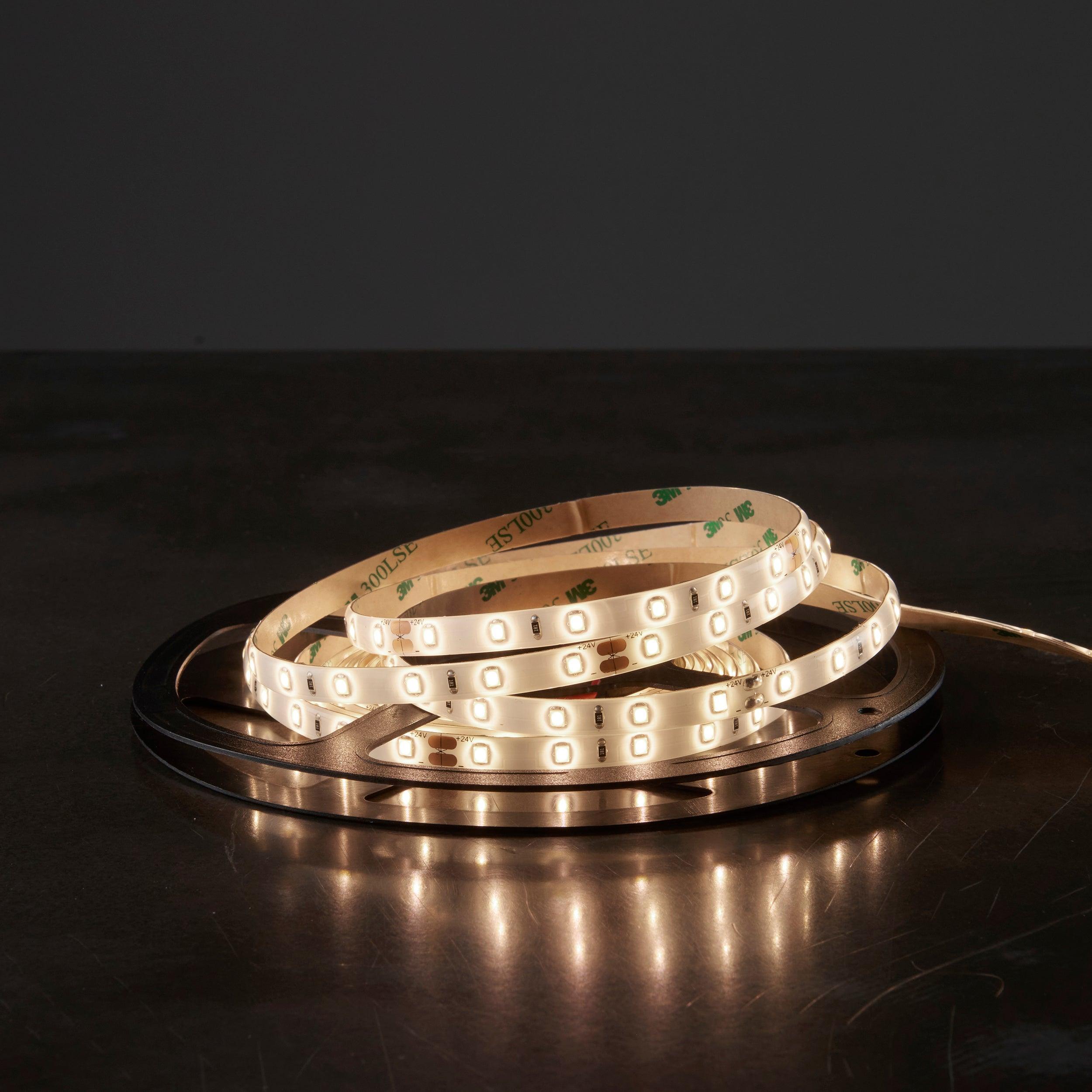 orion65 led 4000k 4 8w m 5m ip65 24w led flexible strip light by saxby lighting, close up image 247