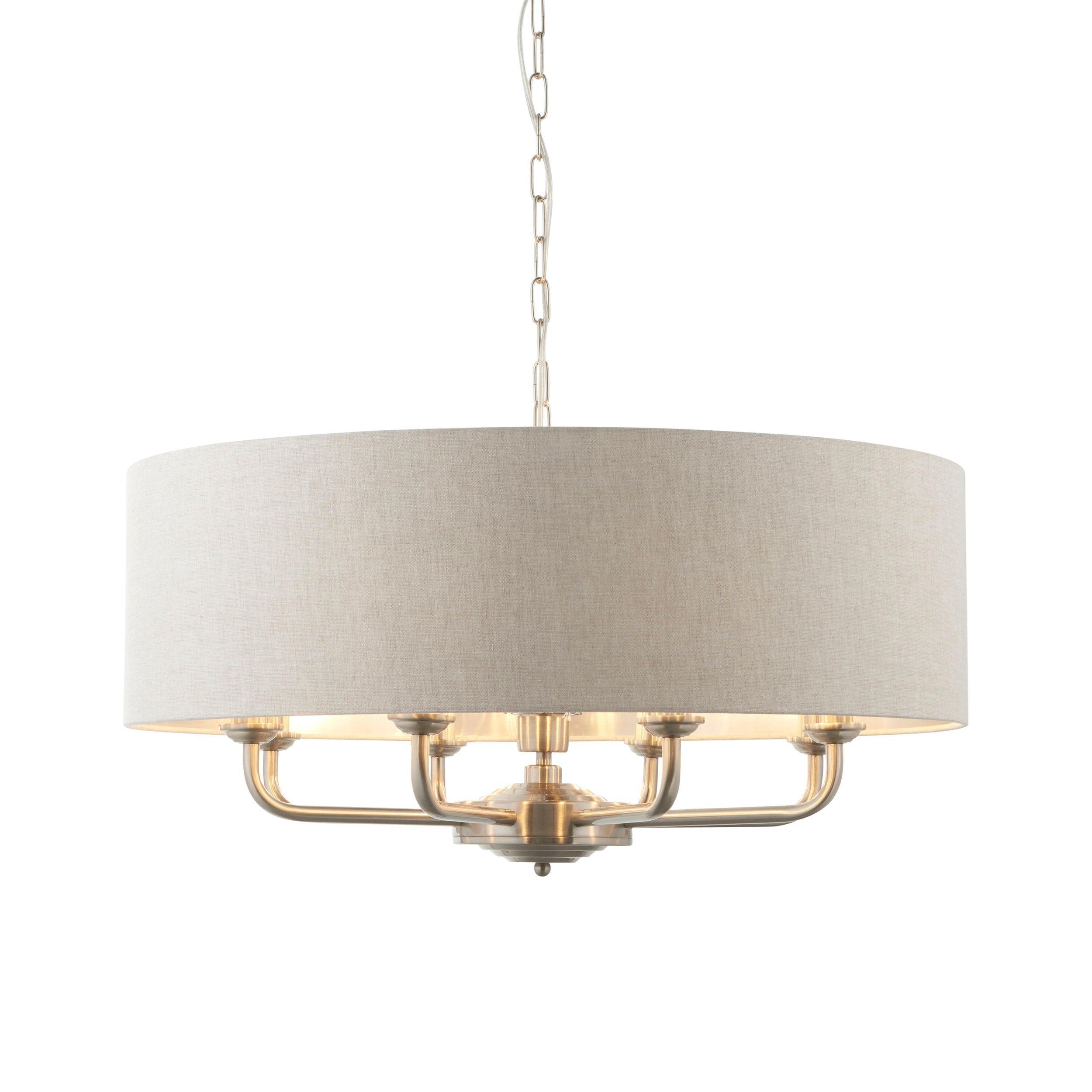 Endon Highclere 8 Light Brushed Chrome Ceiling Pendant-Ceiling Pendant Lights-Endon Lighting Living Room Lighting Tiffany Lighting Direct