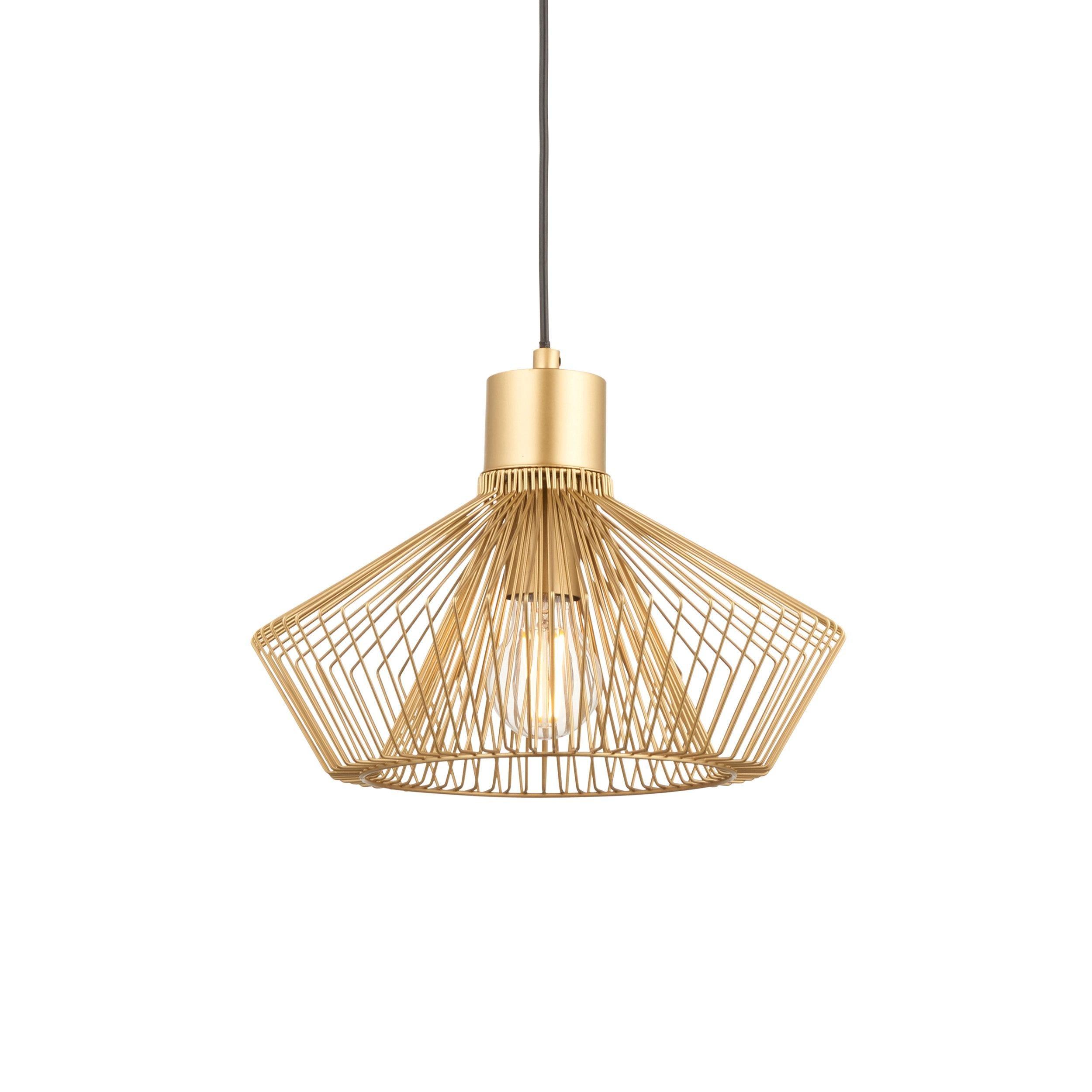 Endon Kimberley 1 Light Gold Ceiling Pendant-Ceiling Pendant Lights-Endon Lighting Living Room Lighting Tiffany Lighting Direct