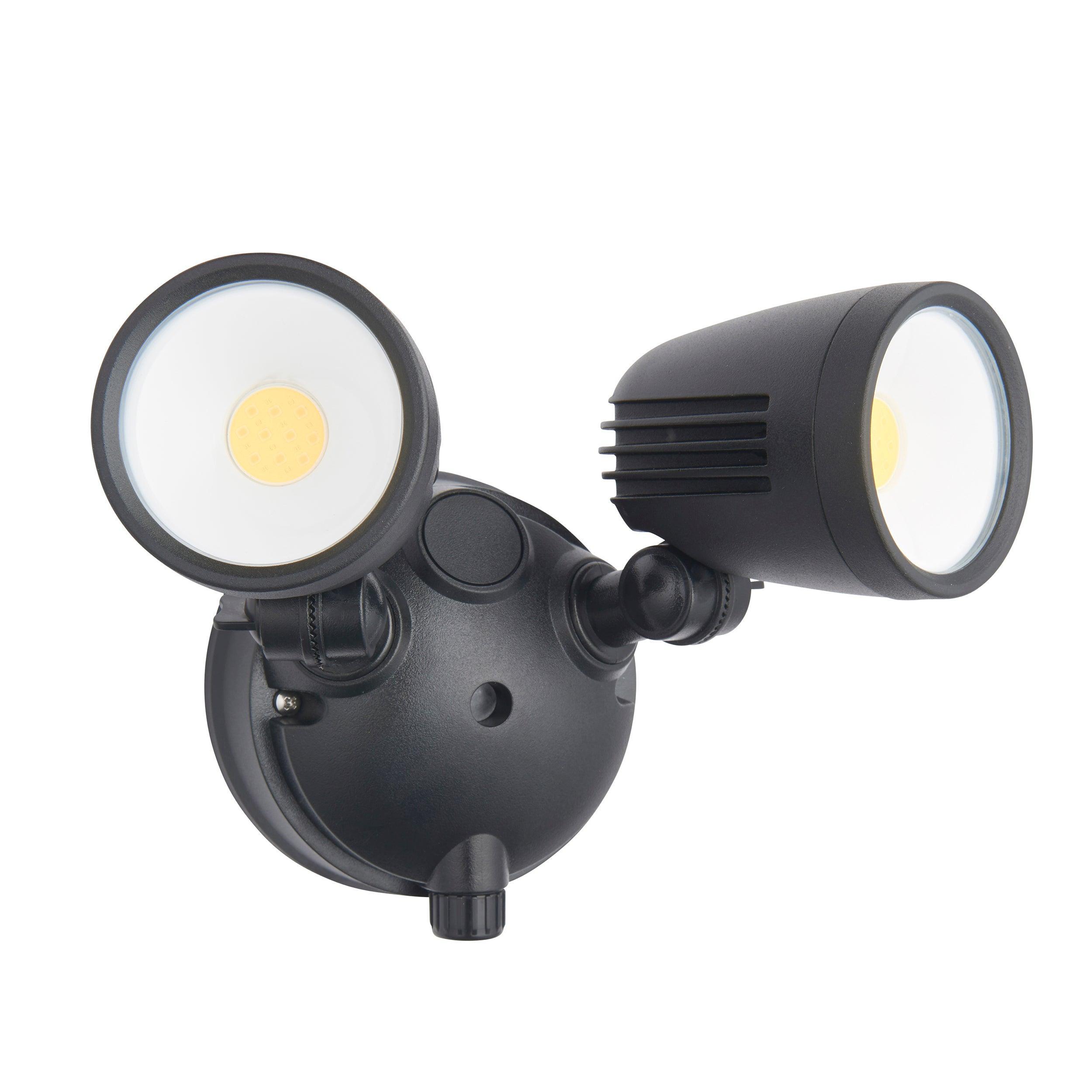 salde twin led black outdoor security wall light ip54 10wby Saxby Lighting, close up image