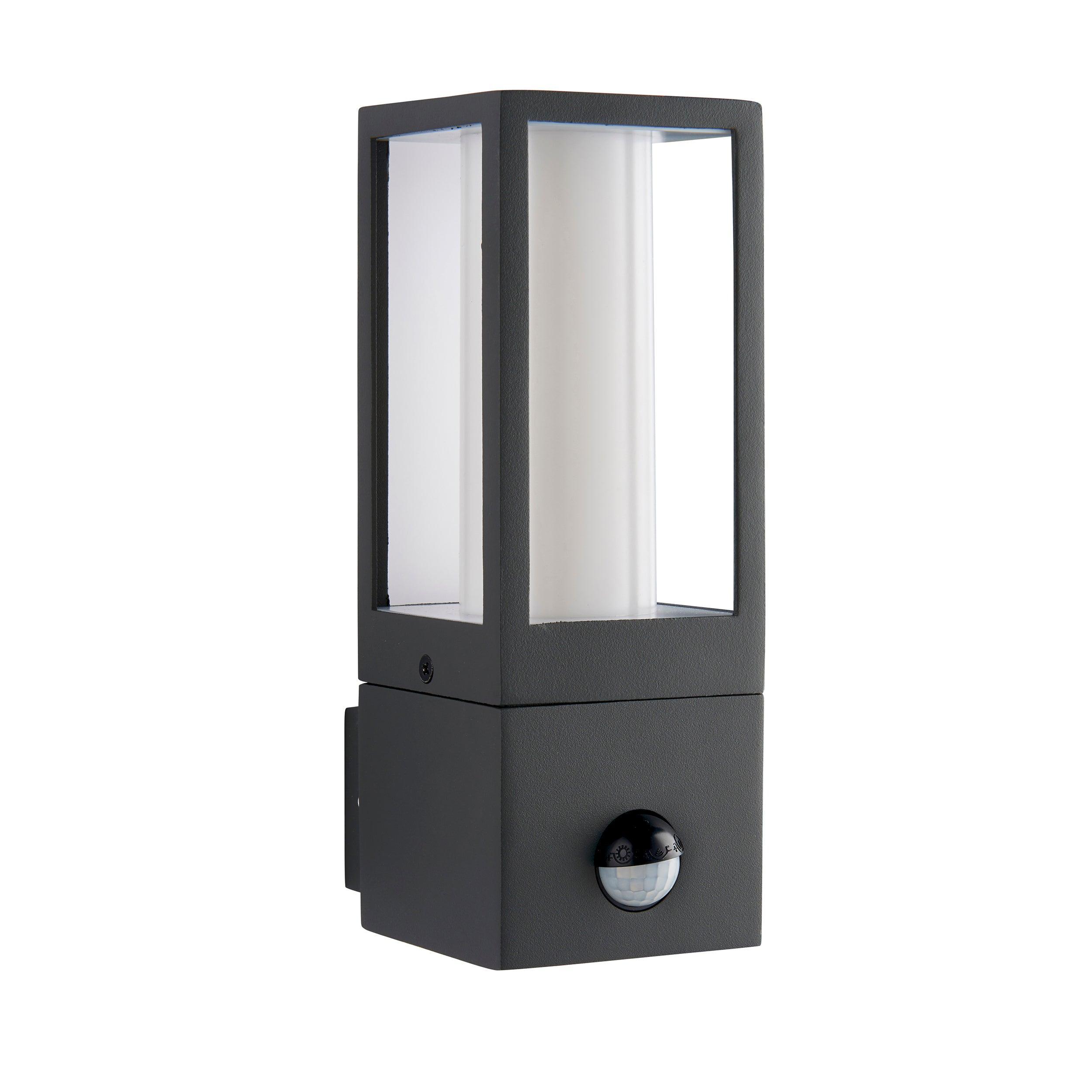 lantern pir grey outdoor wall light ip44 7wby Saxby Lighting, close up image